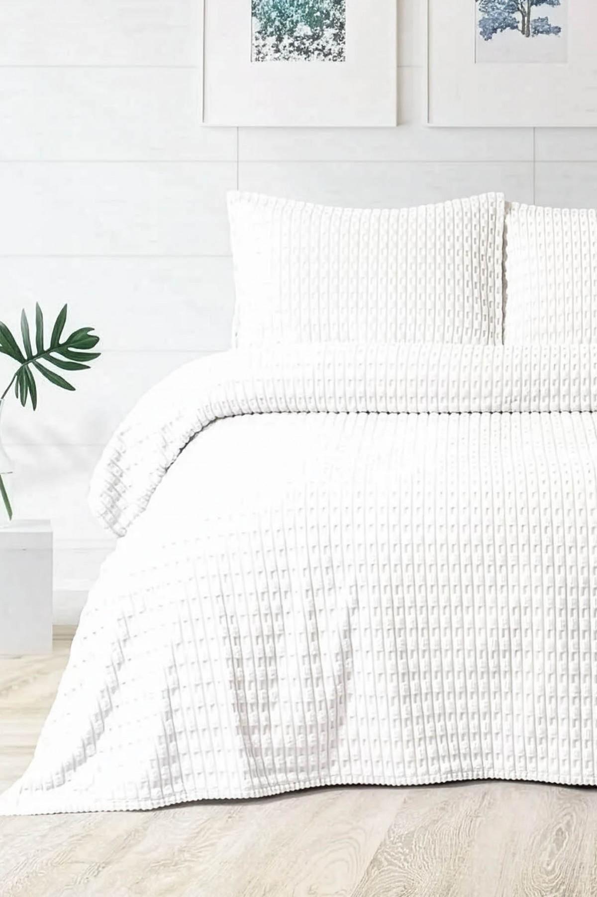 Merinos Modern Line Twist 3 Parça Çift Kişilik Battaniye Seti - Ekru Merinos Modern Line Twist 3 Parça Çift Kişilik Battaniye Seti - Ekru