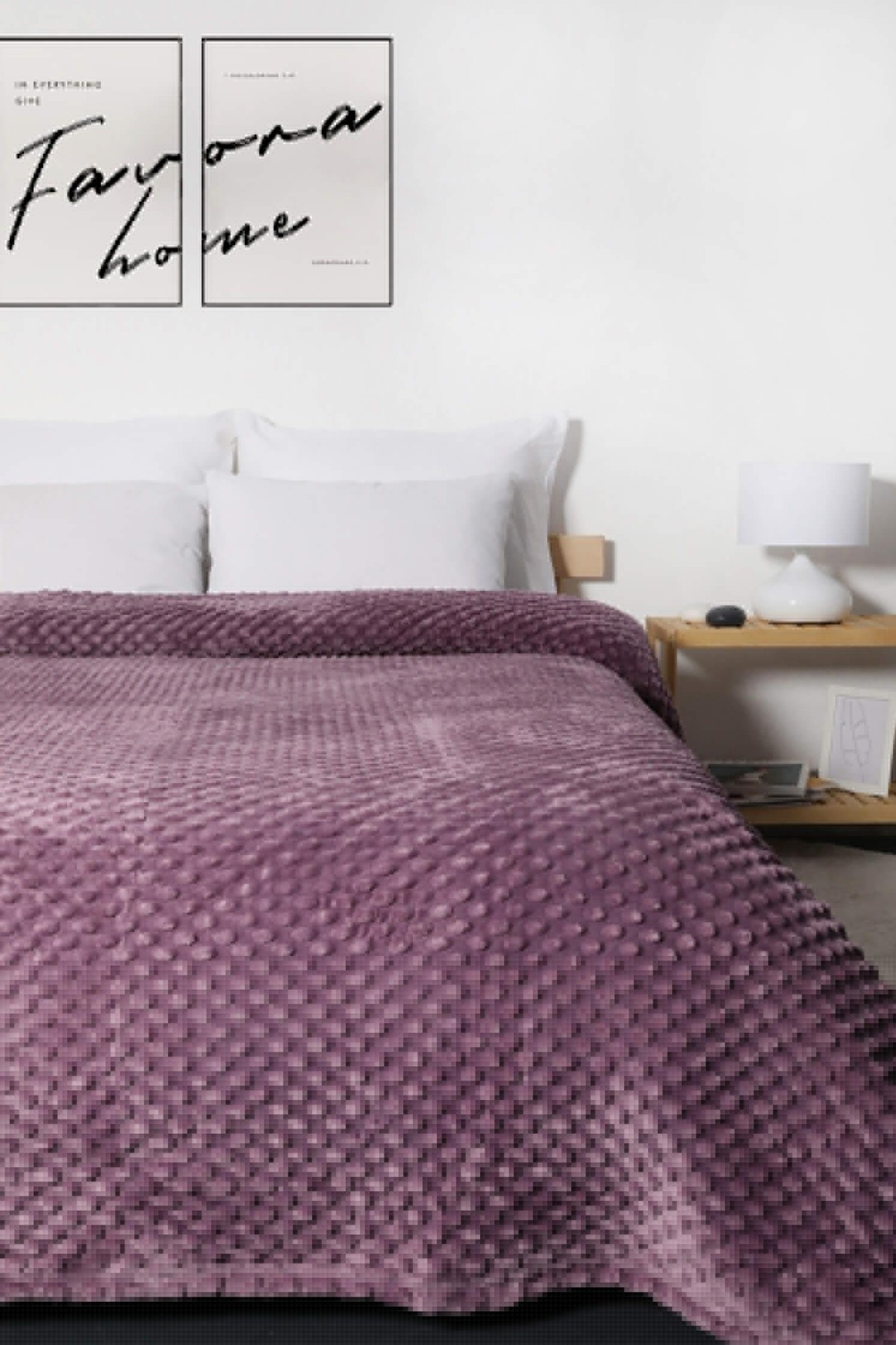 Merinos Pearl Tomurcuk Çift Kişilik Battaniye - Mürdüm