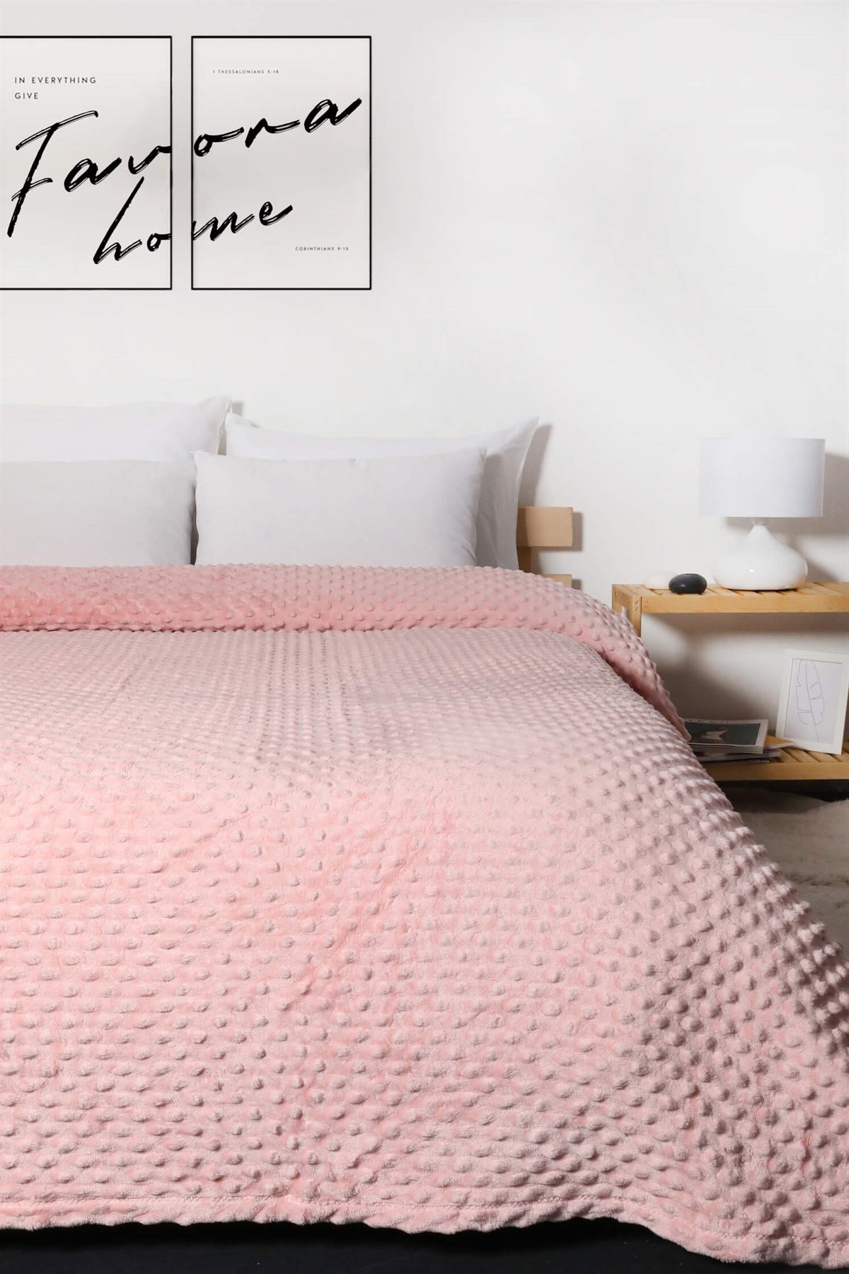 Merinos Pearl Tomurcuk Çift Kişilik Battaniye - Pembe