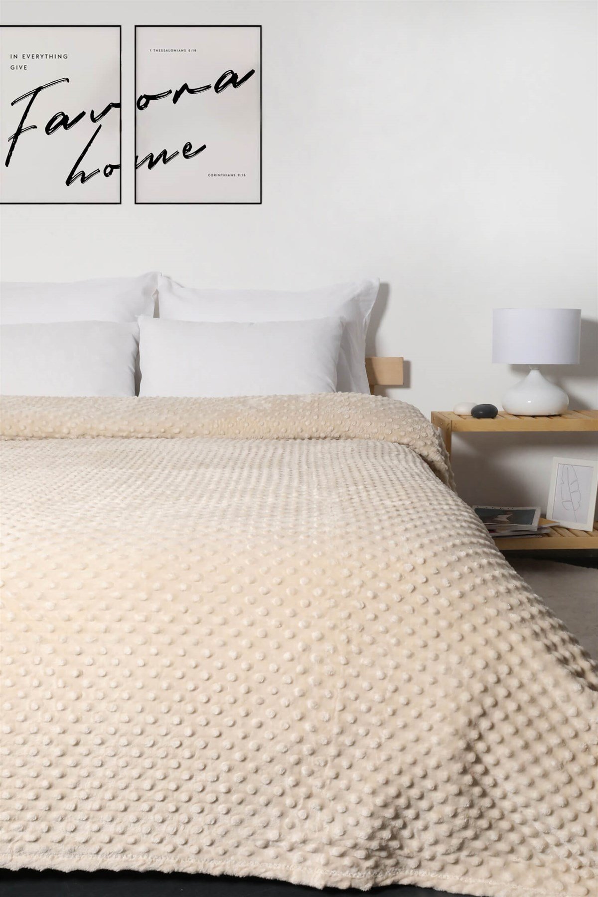 Merinos Pearl Tomurcuk Çift Kişilik Battaniye - Sütlü Kahve