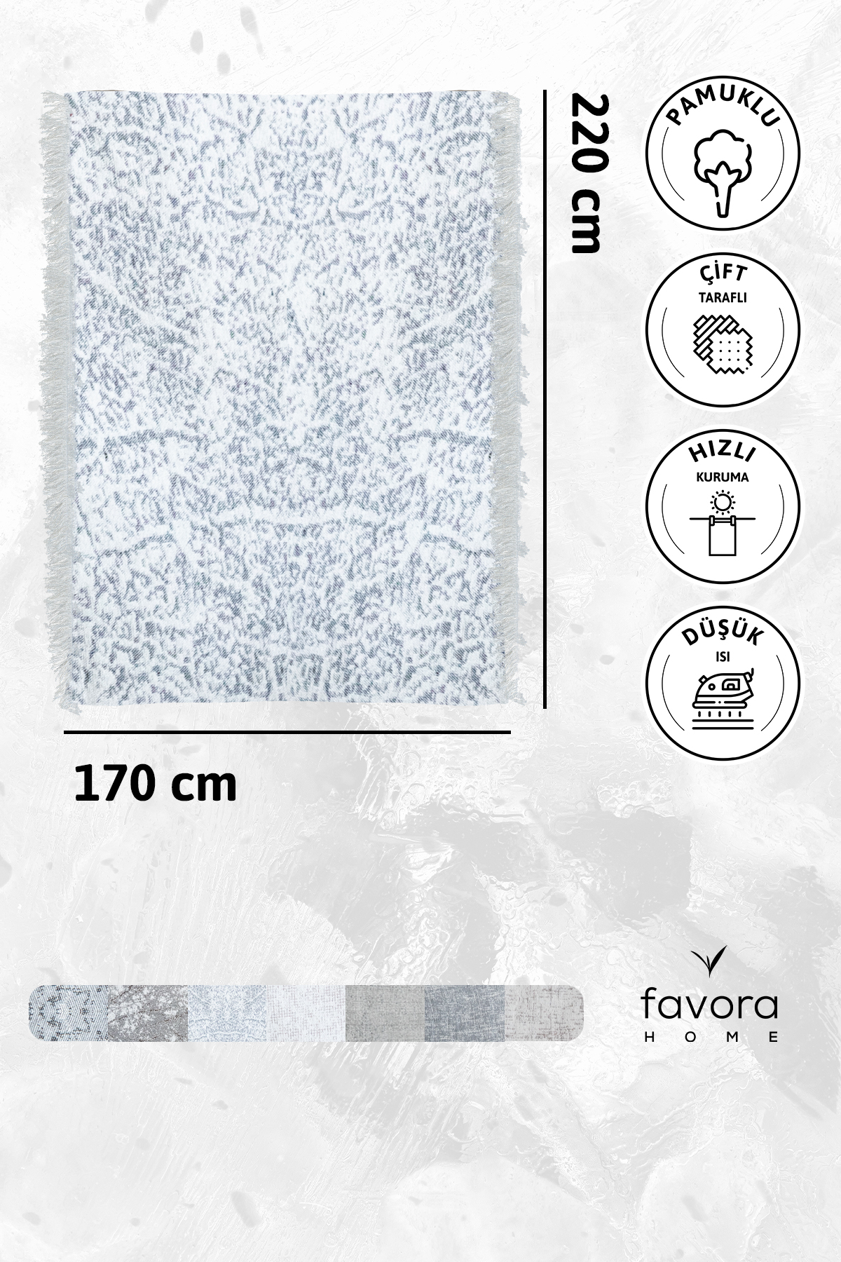 Merlin Pamuklu Saçaklı Koltuk - Çekyat Örtüsü 170x220 - Gri Merlin Pamuklu Saçaklı Koltuk - Çekyat Örtüsü 170x220 - Gri