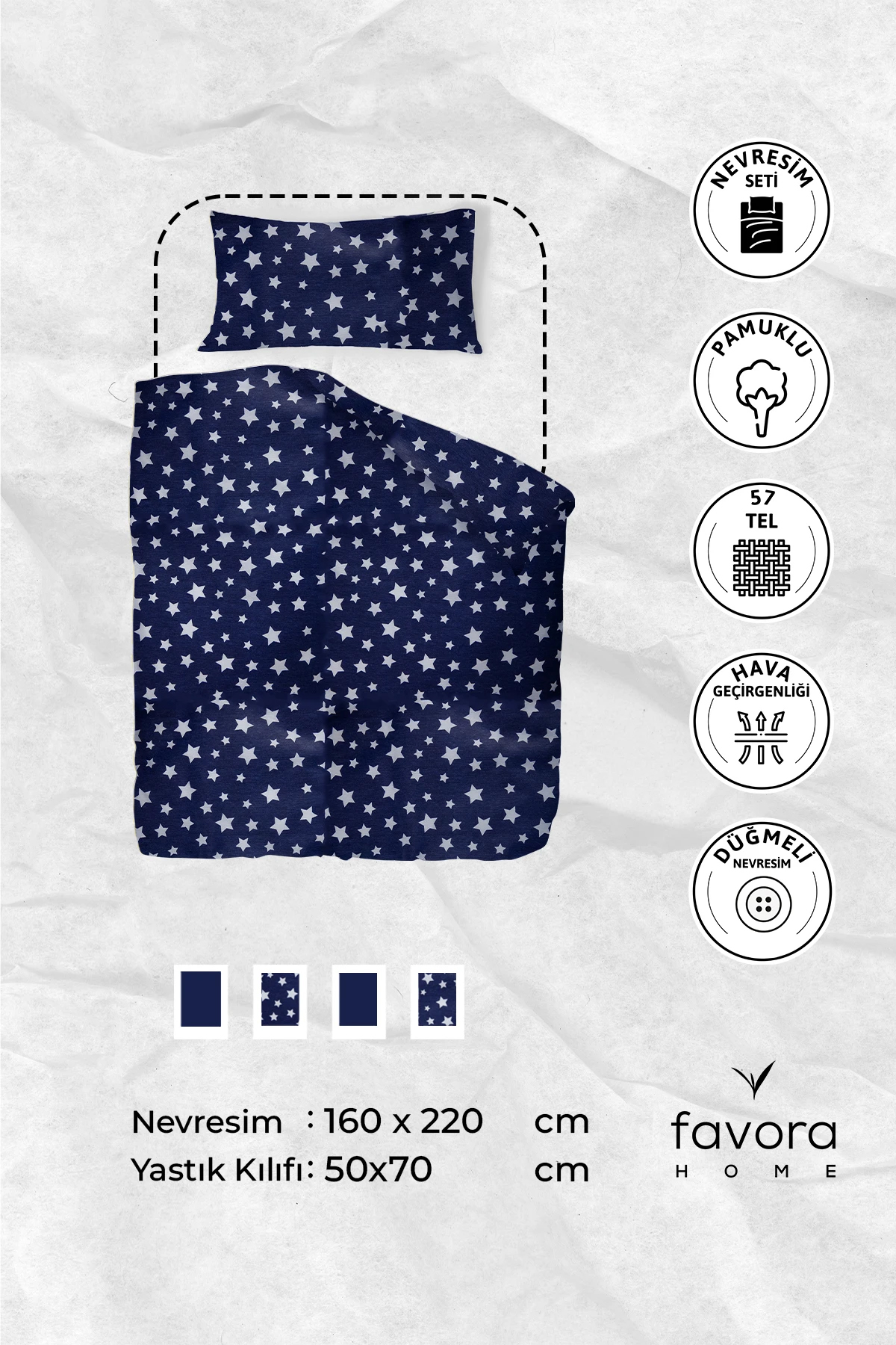 Mimosa Tek Kişilik Nevresim Seti - Lacivert Mimosa Tek Kişilik Nevresim Seti - Lacivert