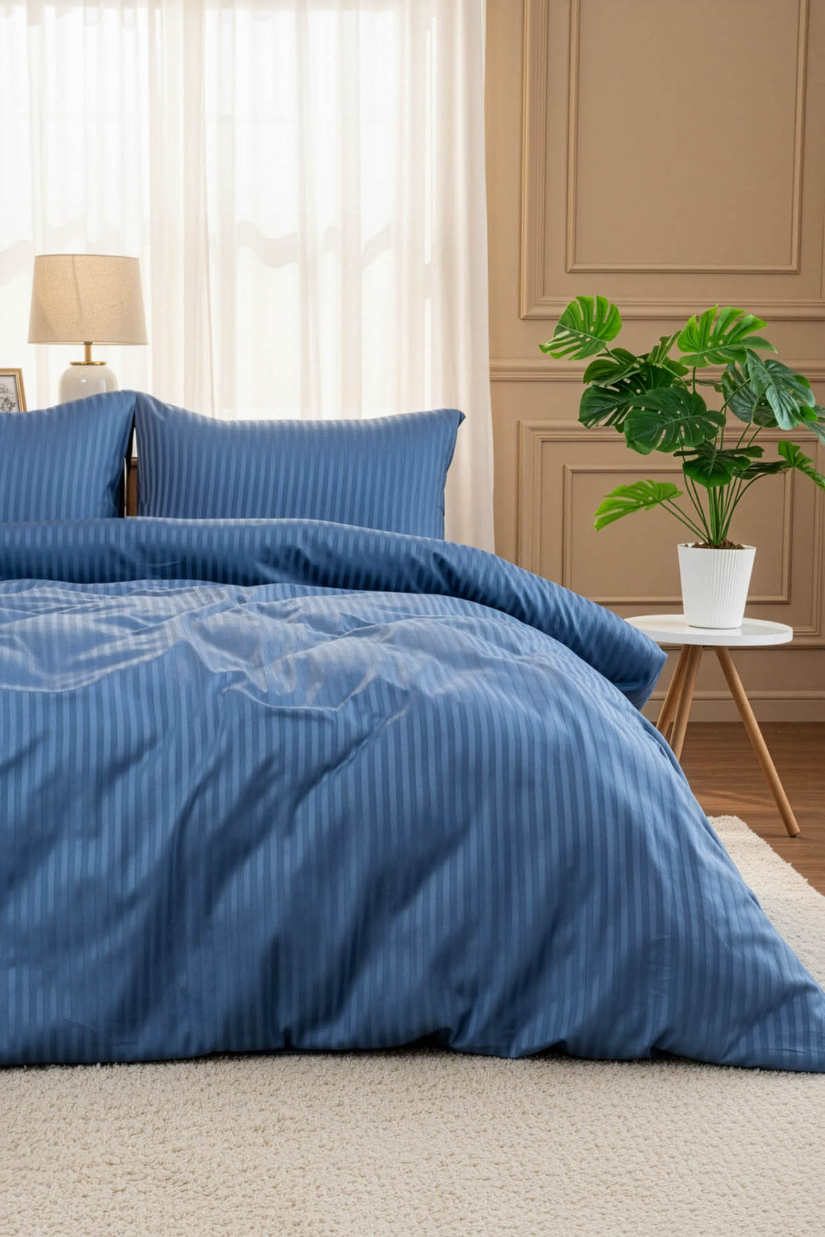 Miora %100 Pamuk Saten Çift Kişilik Nevresim Takımı- Mavi Miora %100 Pamuk Saten Çift Kişilik Nevresim Takımı- Mavi