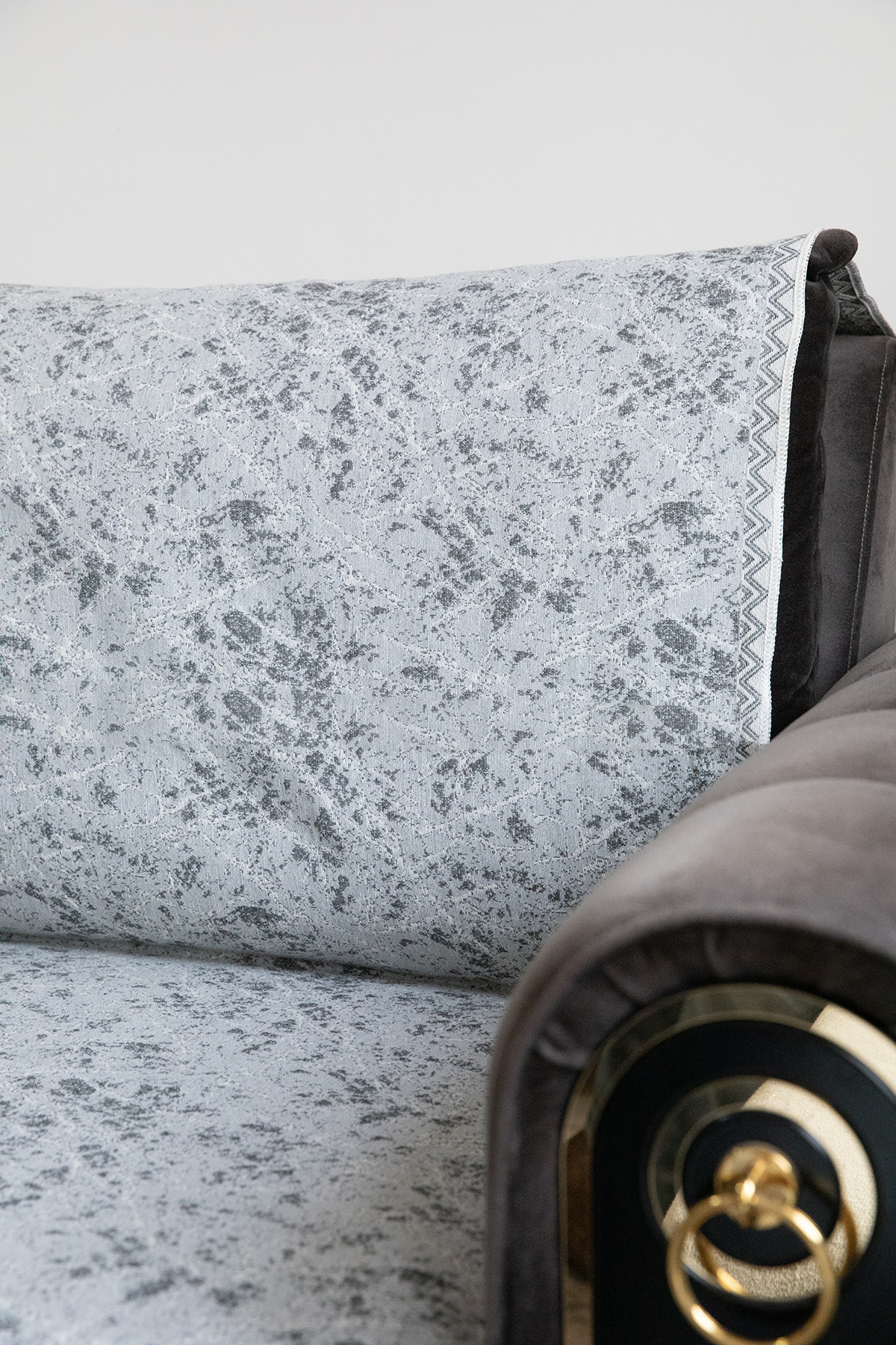 Mozaik Pamuklu Saçaklı Koltuk - Çekyat Örtüsü 170x220 - Gri Mozaik Pamuklu Saçaklı Koltuk - Çekyat Örtüsü 170x220 - Gri