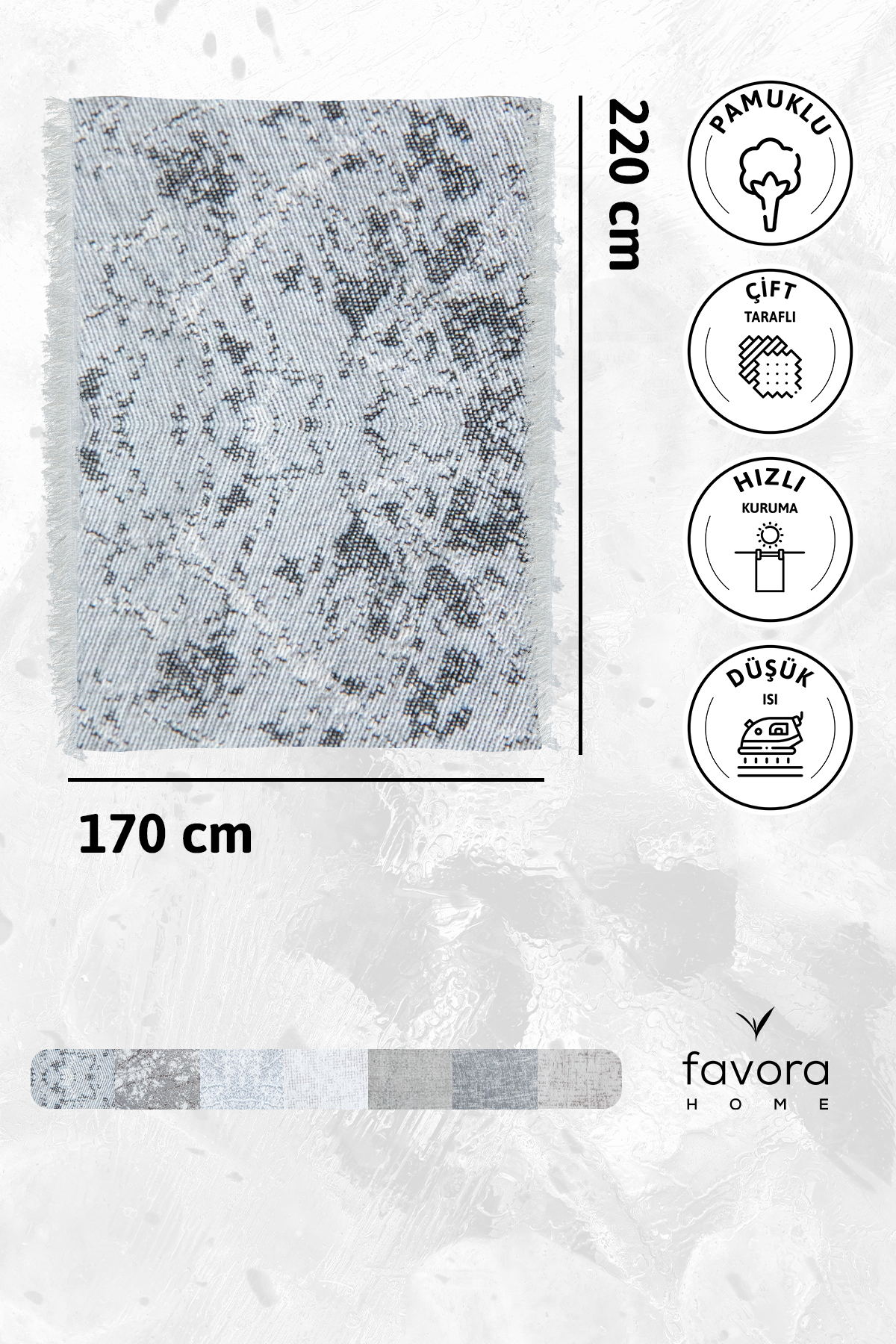 Mozaik Pamuklu Saçaklı Koltuk - Çekyat Örtüsü 170x220 - Gri Mozaik Pamuklu Saçaklı Koltuk - Çekyat Örtüsü 170x220 - Gri