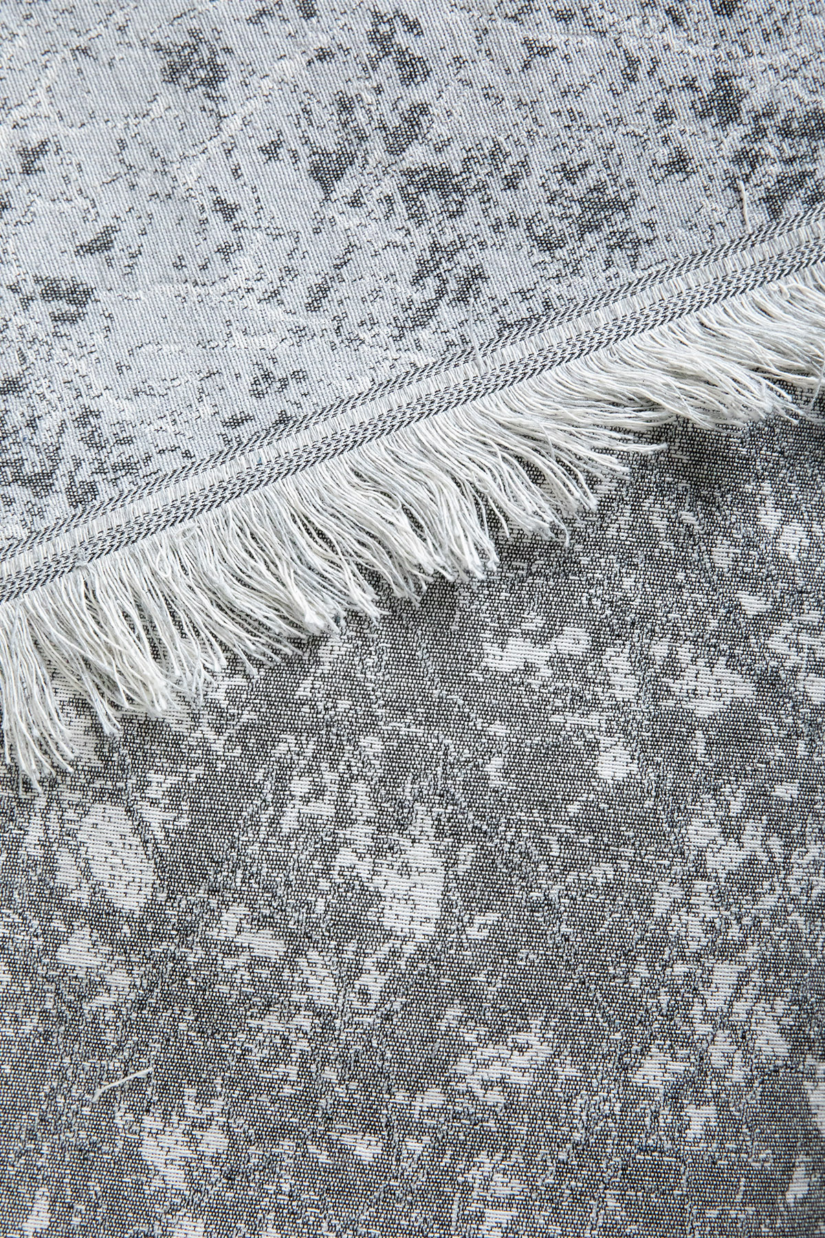 Mozaik Pamuklu Saçaklı Koltuk - Çekyat Örtüsü 170x220 - Gri Mozaik Pamuklu Saçaklı Koltuk - Çekyat Örtüsü 170x220 - Gri