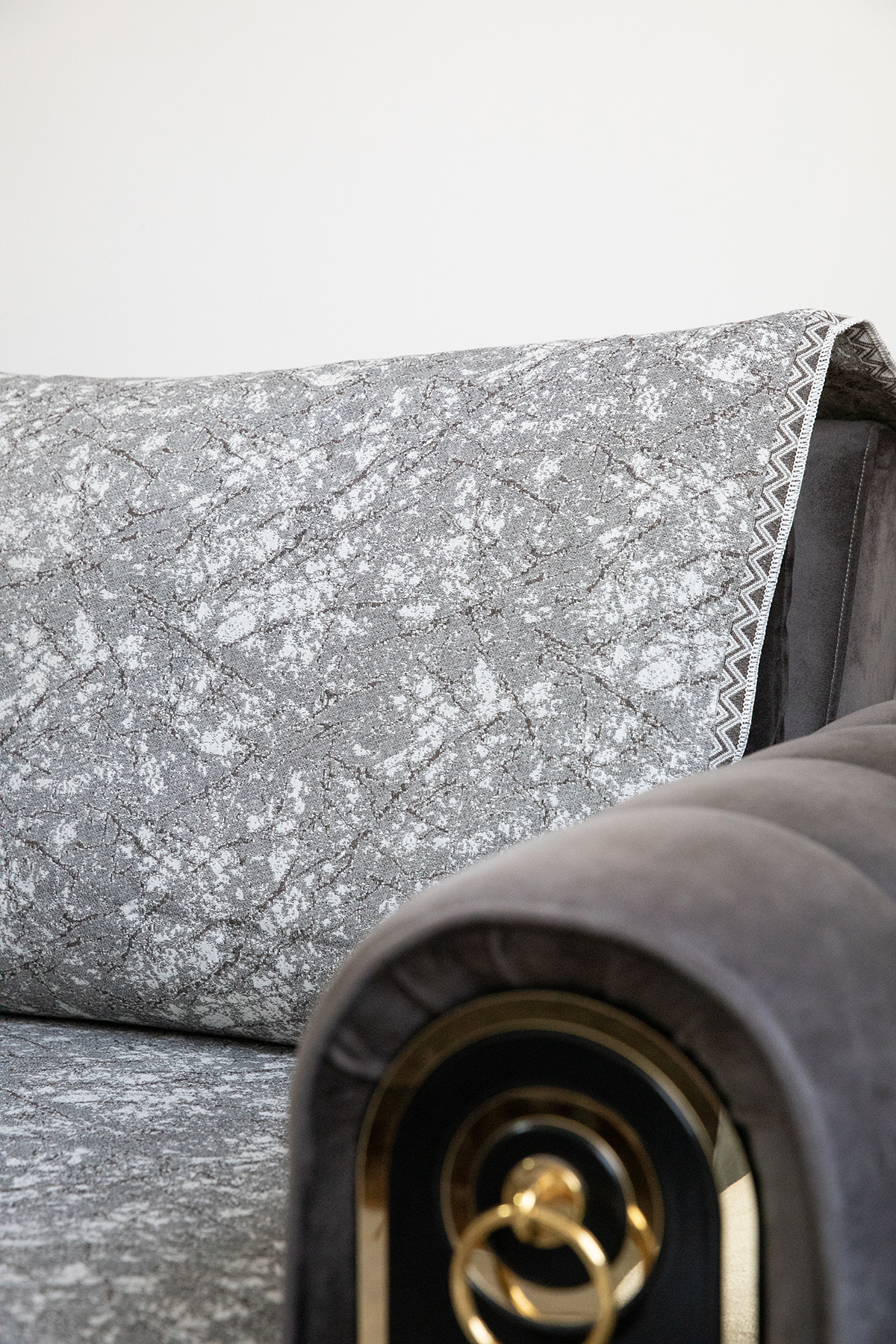 Mozaik Pamuklu Saçaklı Koltuk - Çekyat Örtüsü 170x220 - Kahve