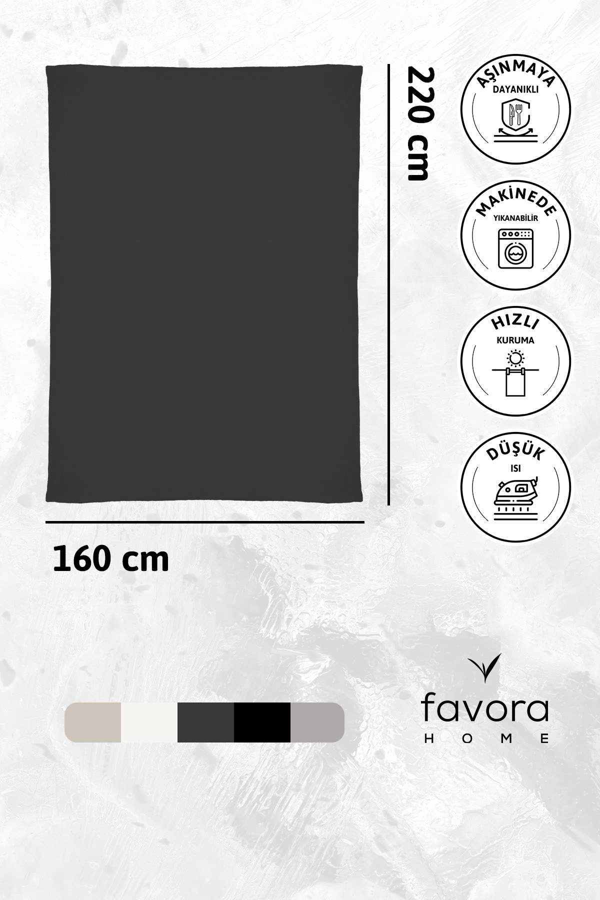 Nayra Keten Masa Örtüsü 160x220 - Antrasit Nayra Keten Masa Örtüsü 160x220 - Antrasit