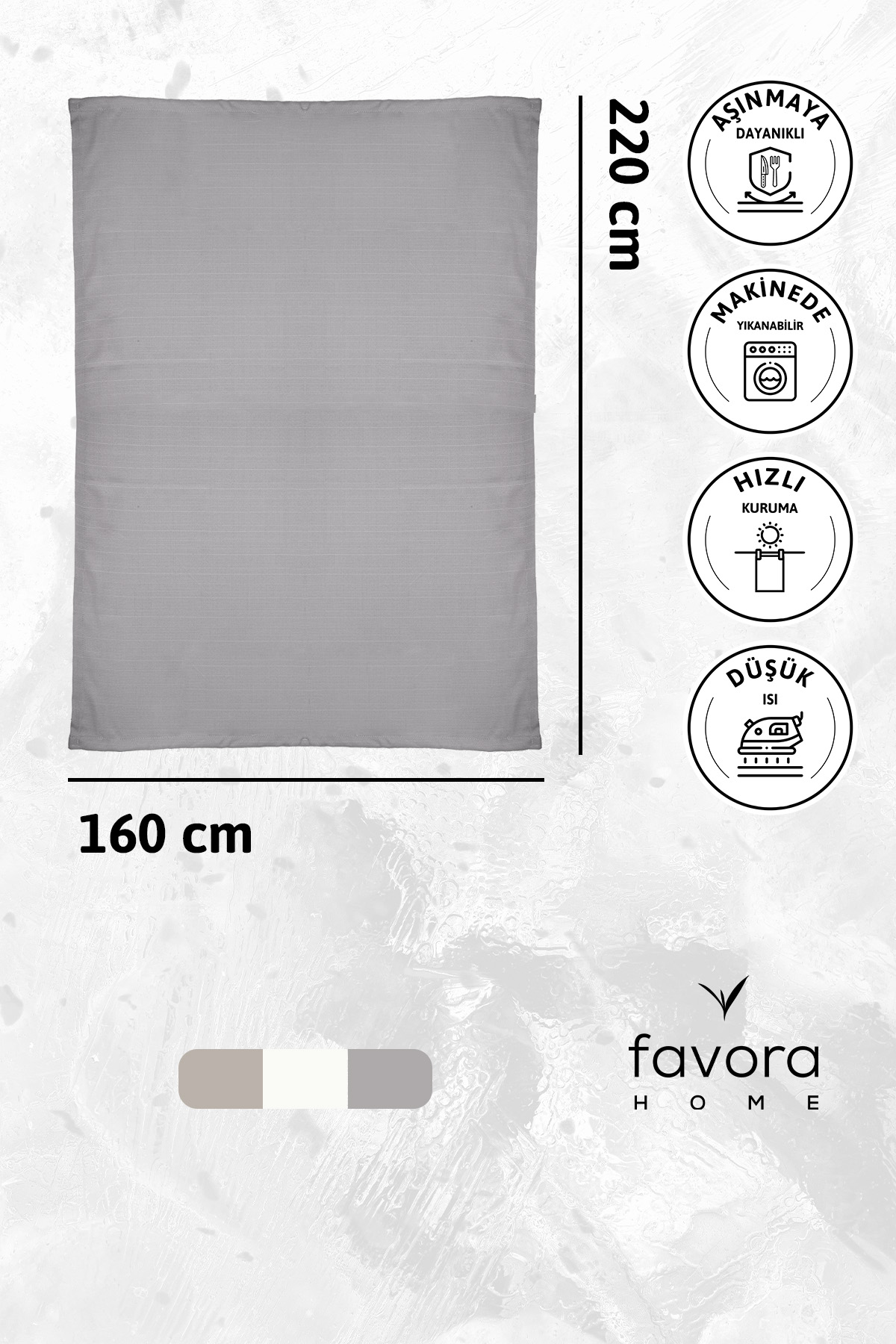 Nayra Keten Masa Örtüsü 160x220  - Gri