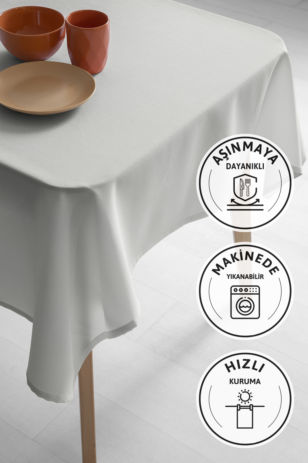 Nayra Keten Masa Örtüsü 160x220 - Krem Nayra Keten Masa Örtüsü 160x220 - Krem