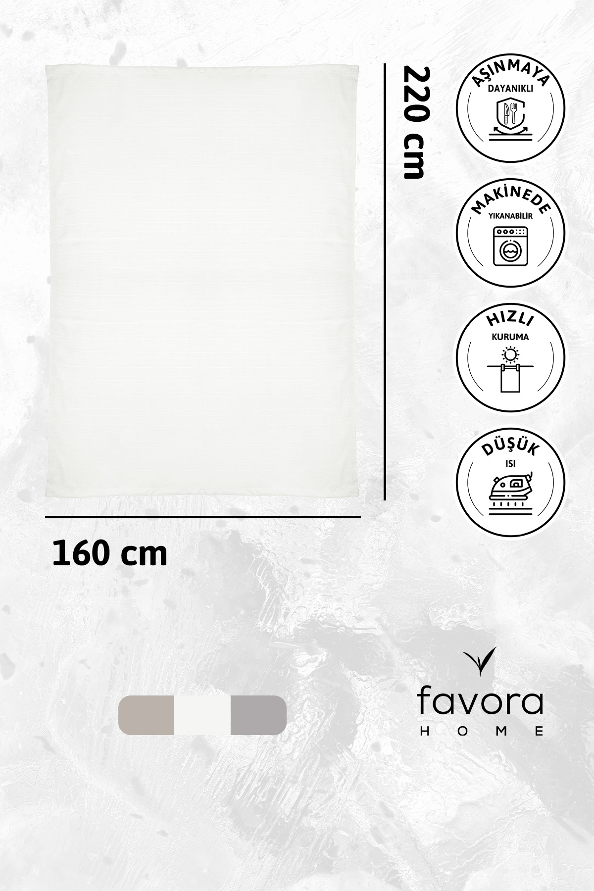 Nayra Keten Masa Örtüsü 160x220 - Krem