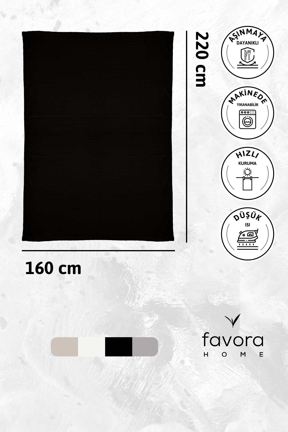 Nayra Keten Masa Örtüsü 160x220 - Siyah Nayra Keten Masa Örtüsü 160x220 - Siyah