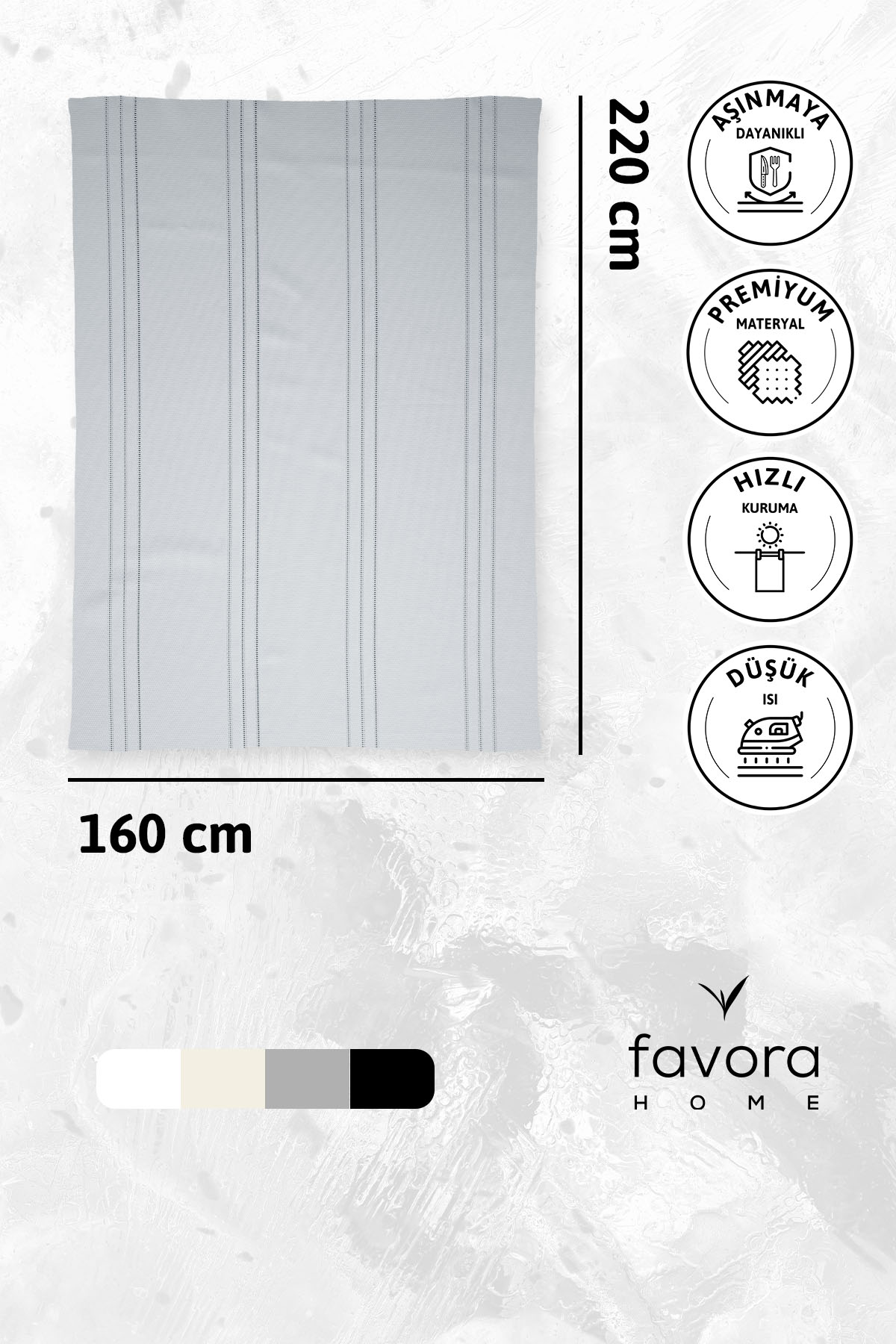 Neva Leke Tutmaz Masa Örtüsü 160x220 - Gri Neva Leke Tutmaz Masa Örtüsü 160x220 - Gri