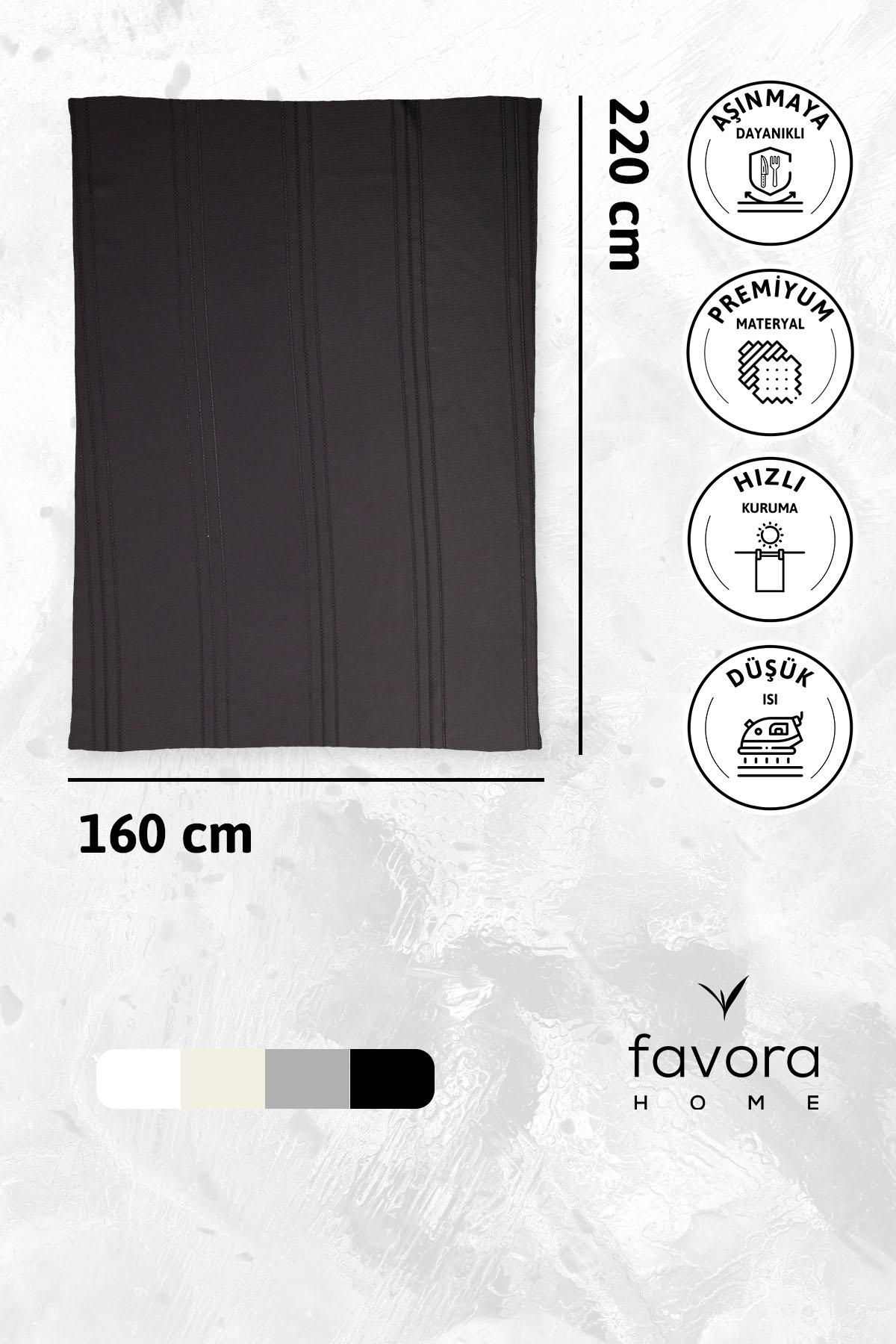 Neva Leke Tutmaz Masa Örtüsü 160x220 - Siyah Neva Leke Tutmaz Masa Örtüsü 160x220 - Siyah