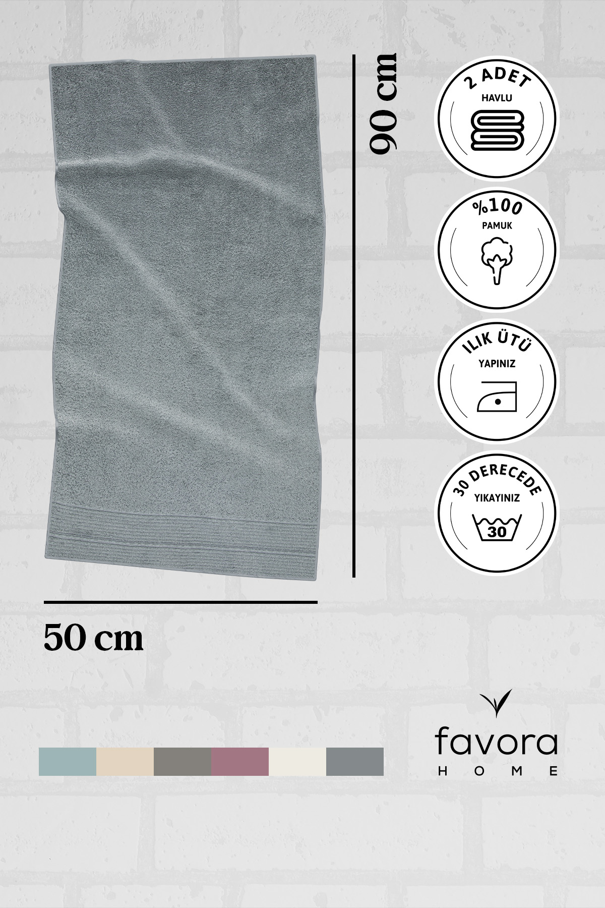 NewNoa 2'li Yüz Havlusu 50x90 - Petrol