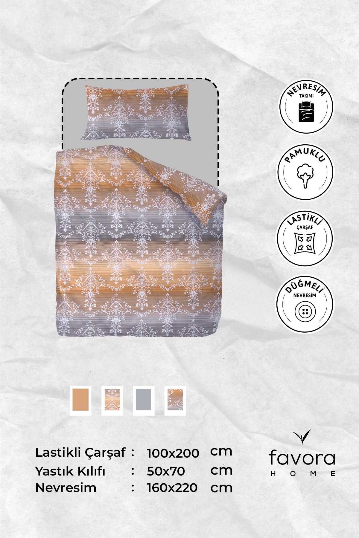 Nova Lastikli Çarşaflı Tek Kişilik Nevresim Takımı - Kiremit Nova Lastikli Çarşaflı Tek Kişilik Nevresim Takımı - Kiremit