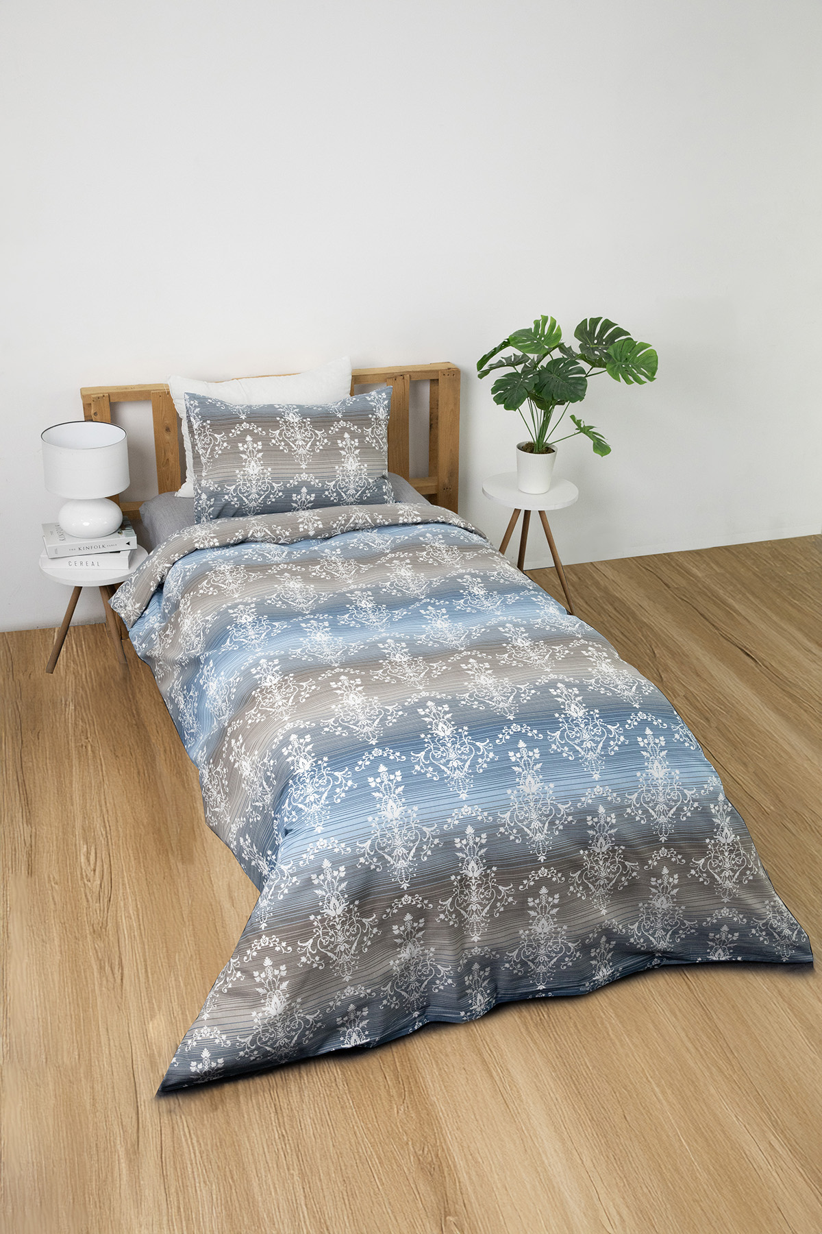 Nova Lastikli Çarşaflı Tek Kişilik Nevresim Takımı - Mavi Nova Lastikli Çarşaflı Tek Kişilik Nevresim Takımı - Mavi