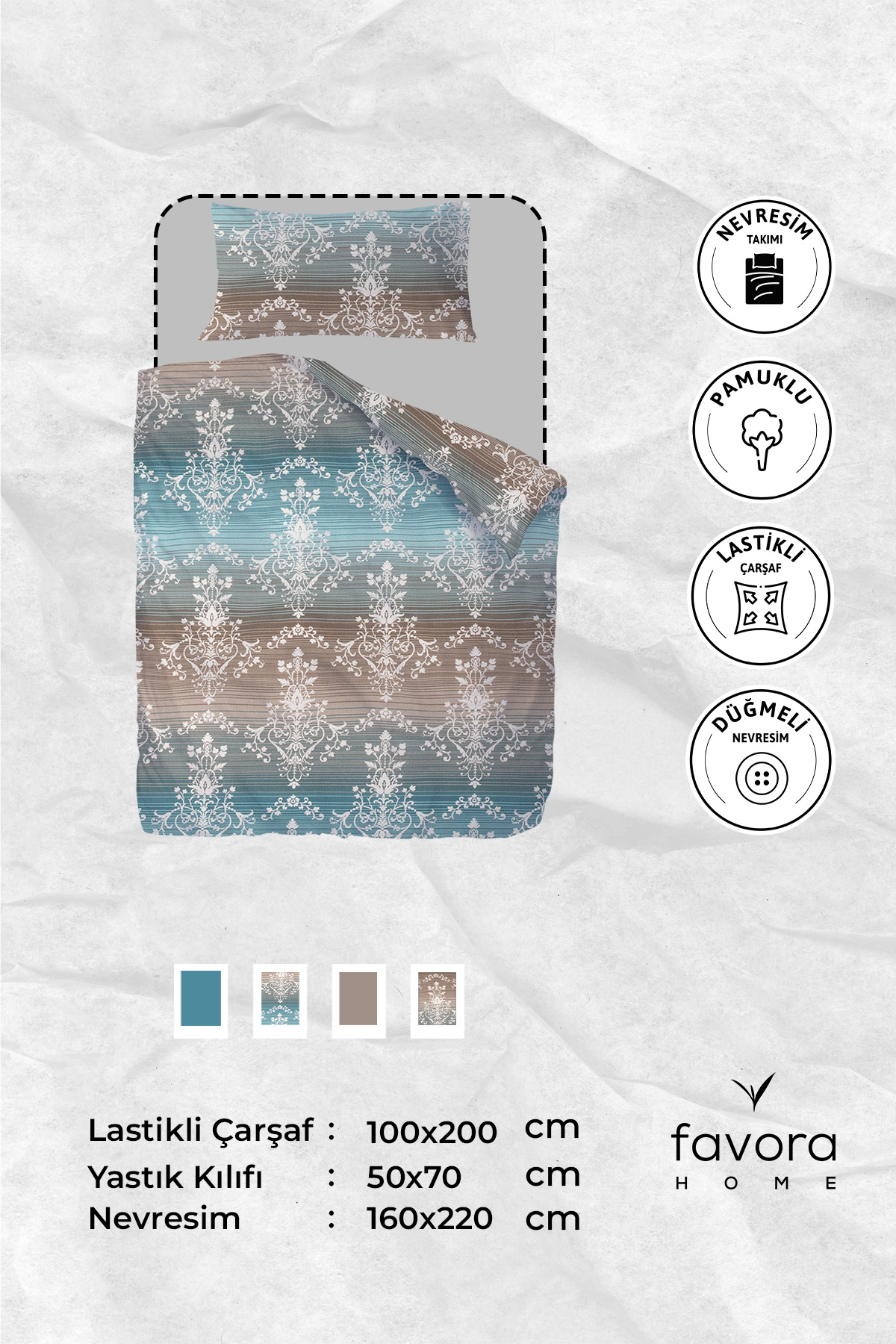 Nova Lastikli Çarşaflı Tek Kişilik Nevresim Takımı - Petrol Nova Lastikli Çarşaflı Tek Kişilik Nevresim Takımı - Petrol