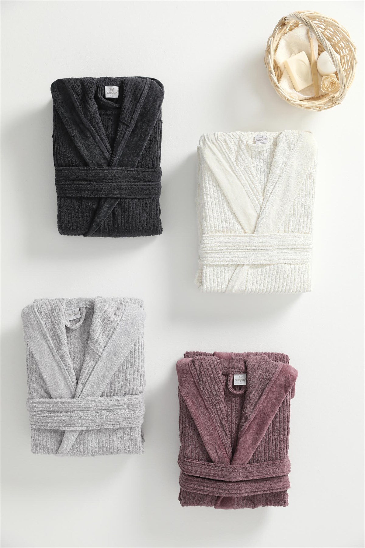 Nurpak Ekol Kapşonlu Pamuklu Tekli Bornoz Unisex L/XL - Antrasit