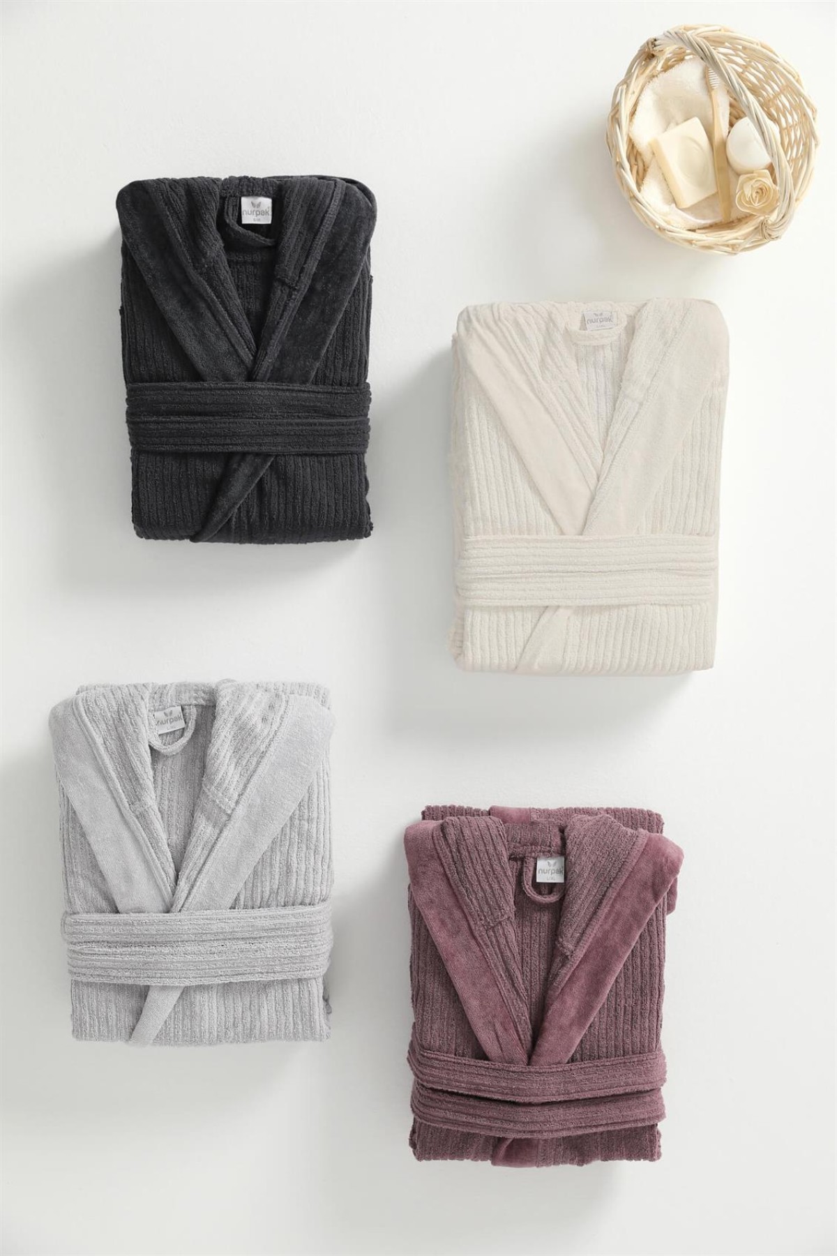 Nurpak Ekol Kapşonlu Pamuklu Tekli Bornoz Unisex L/XL - Bej