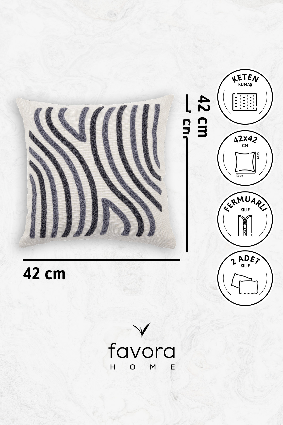 Ocean Keten Punch Nakışlı 2'li Kırlent Kılıfı 42x42 - Antrasit Ocean Keten Punch Nakışlı 2'li Kırlent Kılıfı 42x42 - Antrasit