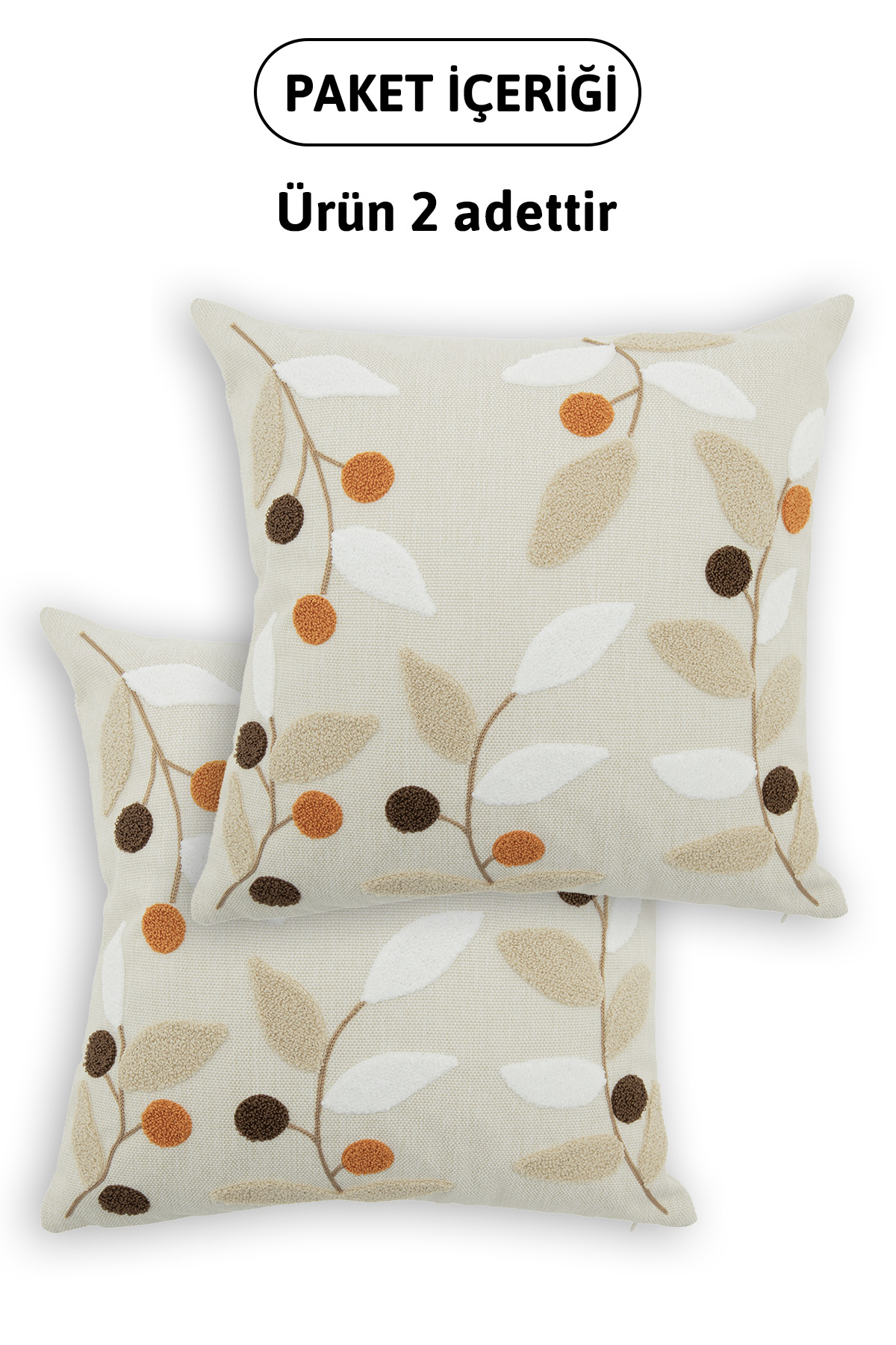 Olivya Keten Punch Nakışlı 2'li Kırlent Kılıfı 42x42 - Kiremit Olivya Keten Punch Nakışlı 2'li Kırlent Kılıfı 42x42 - Kiremit