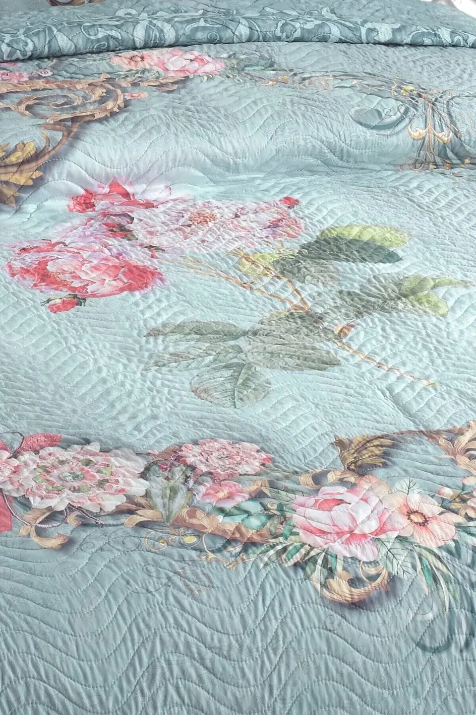 Örtüm Alice Çift Kişilik Kapitone Yatak Örtüsü Takımı - Mavi Örtüm Alice Çift Kişilik Kapitone Yatak Örtüsü Takımı - Mavi