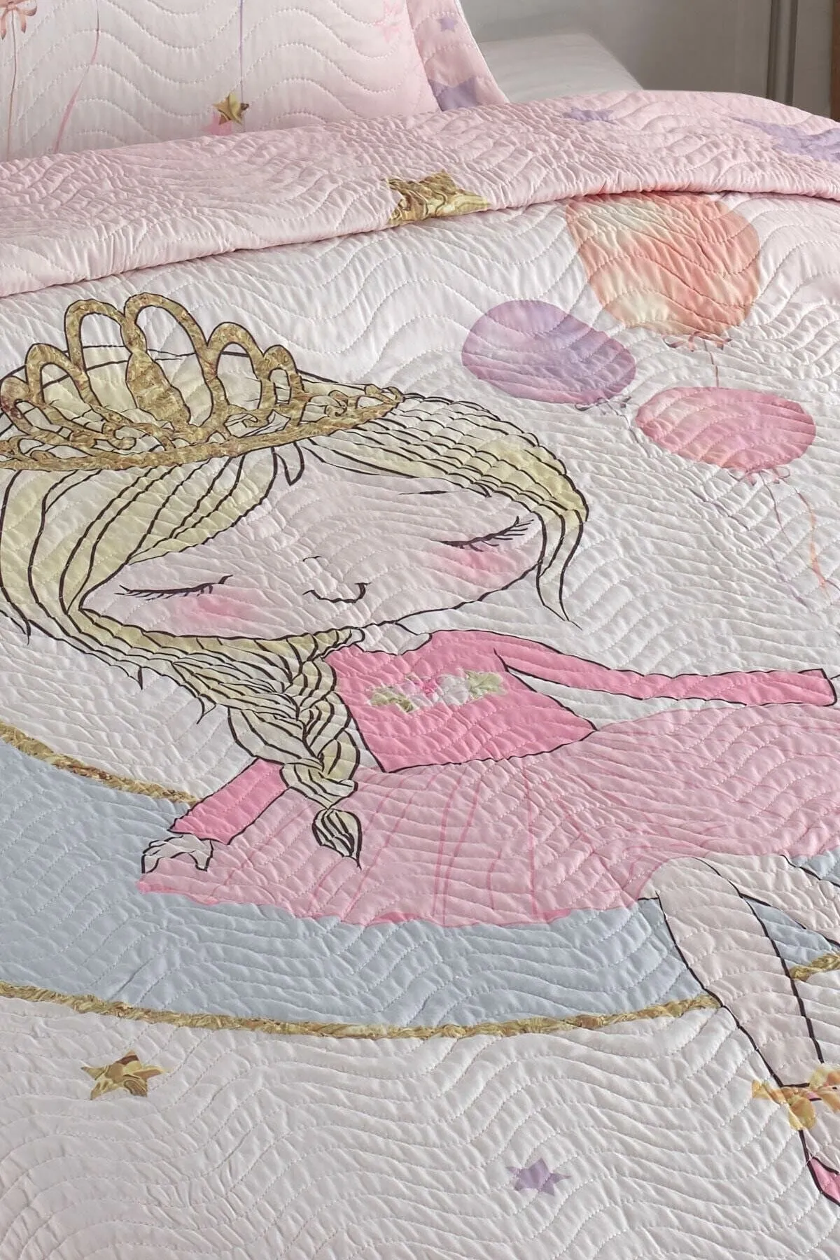 Örtüm Ayperi Tek Kişilik Kapitone Yatak Örtüsü Takımı - Pudra Örtüm Ayperi Tek Kişilik Kapitone Yatak Örtüsü Takımı - Pudra