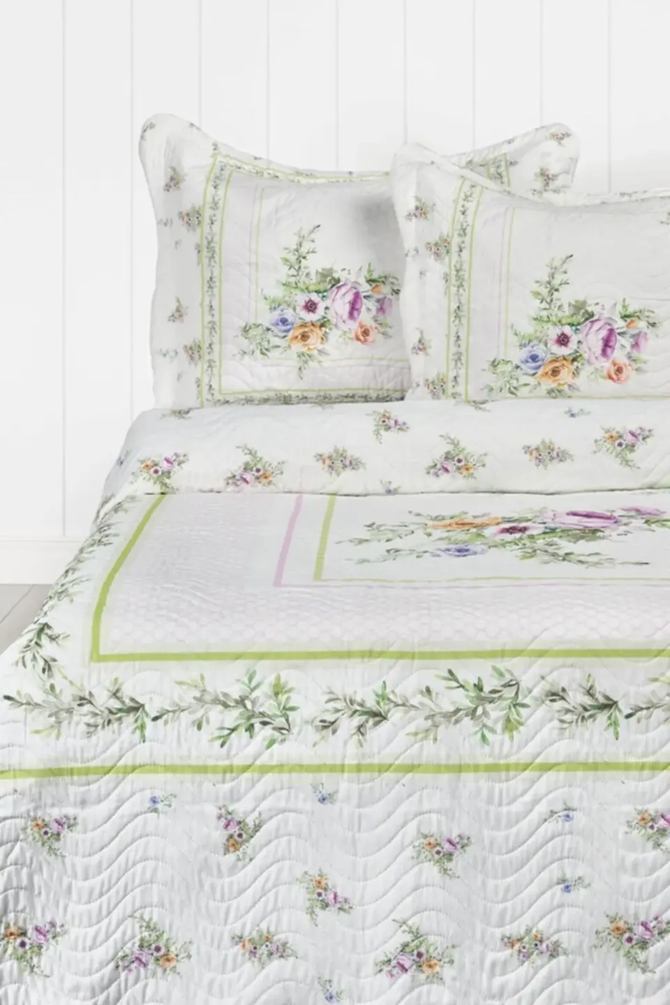 Örtüm Duru Çift Kişilik Kapitone Yatak Örtüsü Takımı - Ekru - Yeşil Örtüm Duru Çift Kişilik Kapitone Yatak Örtüsü Takımı - Ekru - Yeşil