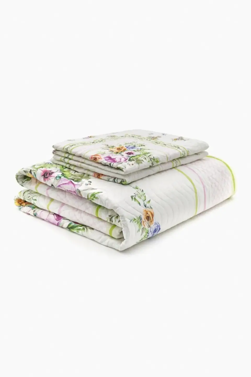 Örtüm Duru Çift Kişilik Kapitone Yatak Örtüsü Takımı - Ekru - Yeşil Örtüm Duru Çift Kişilik Kapitone Yatak Örtüsü Takımı - Ekru - Yeşil