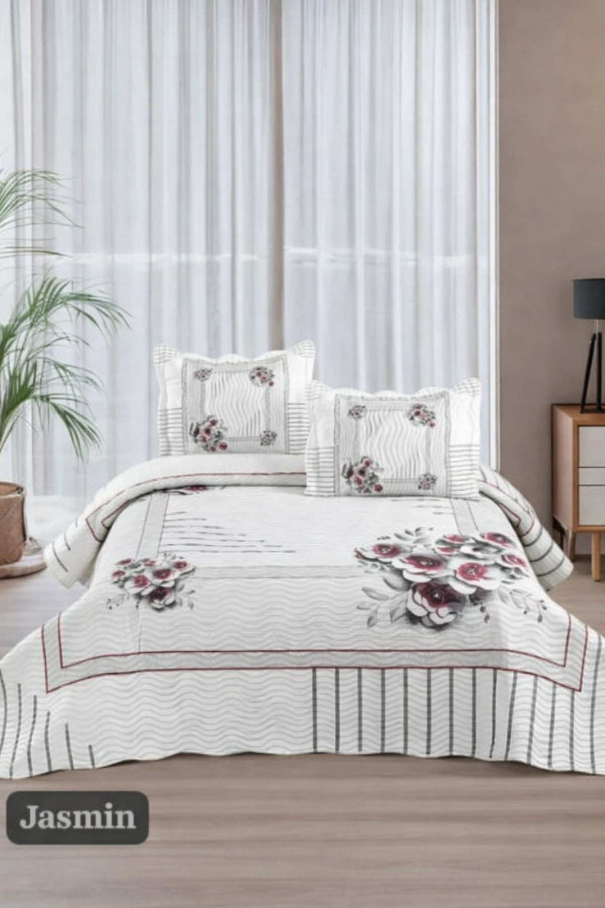 Örtüm Jasmin Çift Kişilik Kapitone Yatak Örtüsü Takımı Örtüm Jasmin Çift Kişilik Kapitone Yatak Örtüsü Takımı