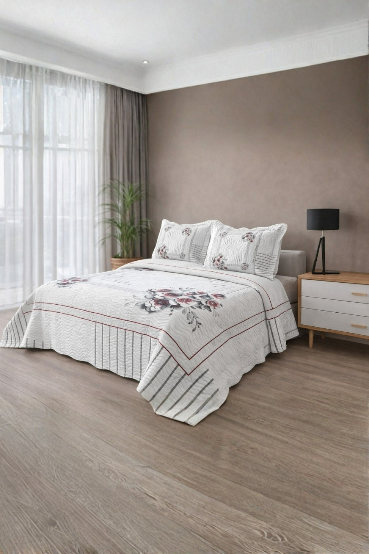 Örtüm Jasmin Çift Kişilik Kapitone Yatak Örtüsü Takımı Örtüm Jasmin Çift Kişilik Kapitone Yatak Örtüsü Takımı