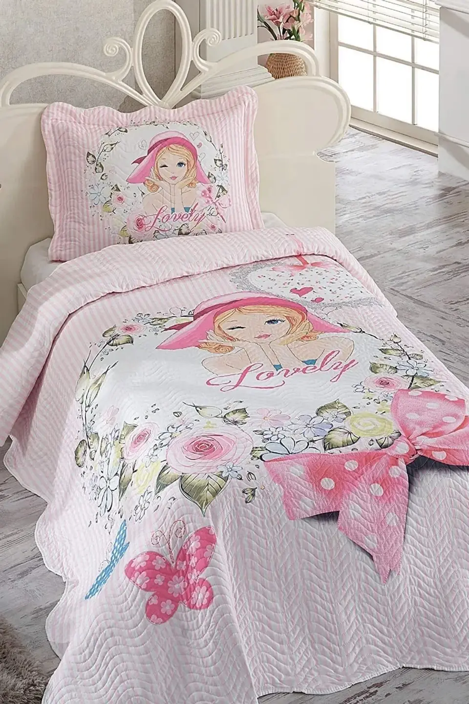 Örtüm Lovely Tek Kişilik Kapitone Yatak Örtüsü Takımı - Pembe Örtüm Lovely Tek Kişilik Kapitone Yatak Örtüsü Takımı - Pembe