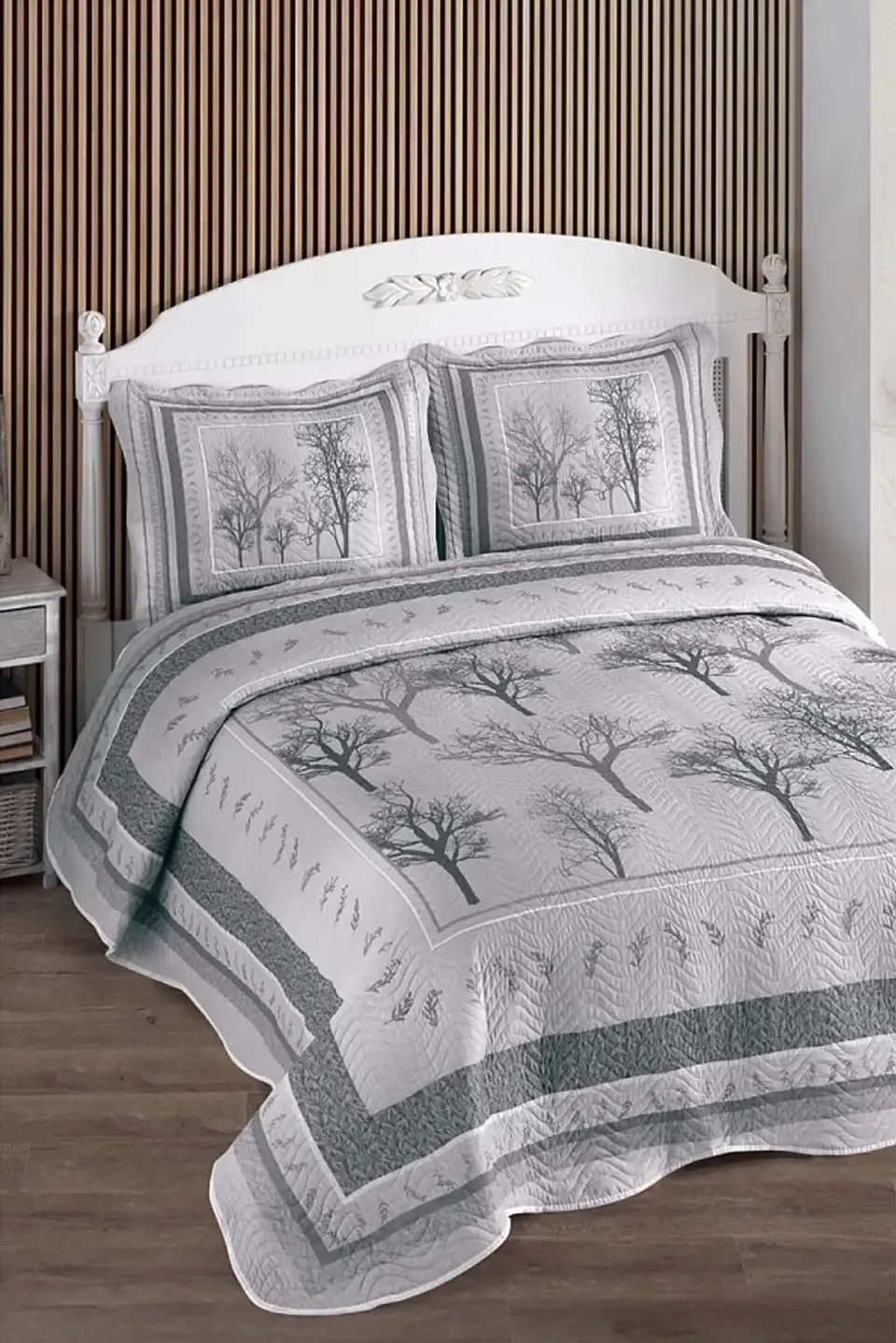 Örtüm Palmira Çift Kişilik Kapitone Yatak Örtüsü Takımı - Gri Örtüm Palmira Çift Kişilik Kapitone Yatak Örtüsü Takımı - Gri