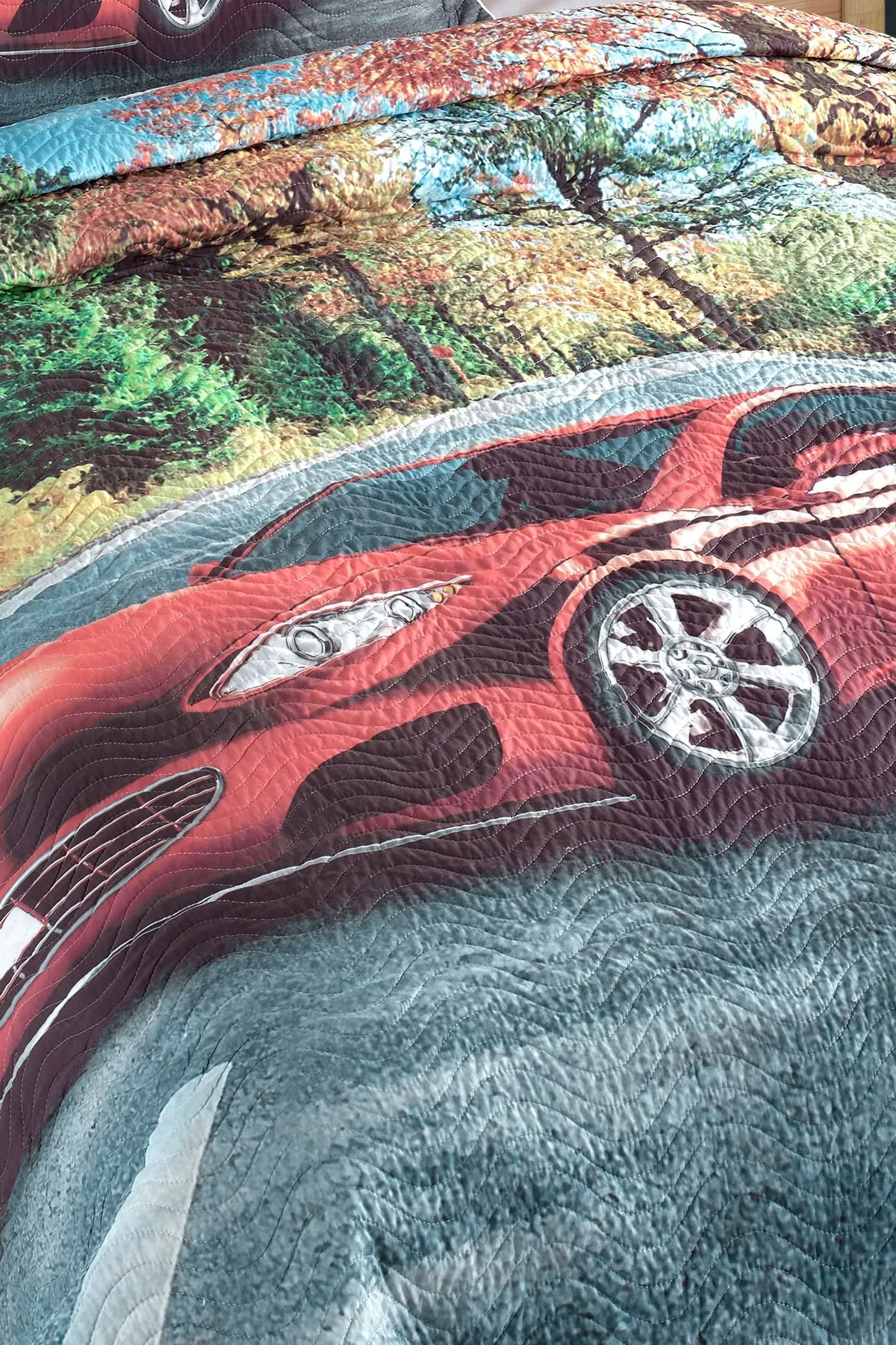 Örtüm Ralli Tek Kişilik Kapitone Yatak Örtüsü Takımı - Yeşil