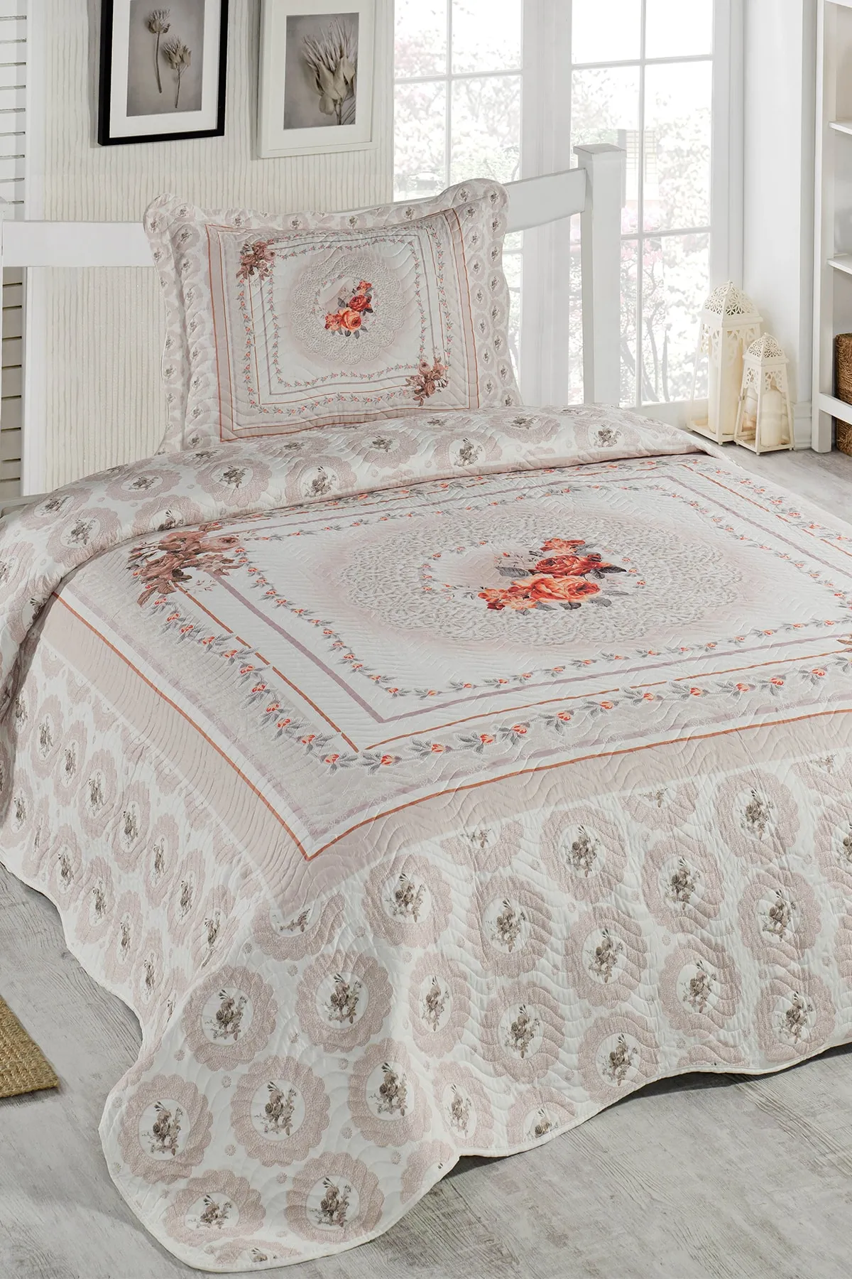 Örtüm Rosemary Tek Kişilik Kapitone Yatak Örtüsü Takımı - Bej Örtüm Rosemary Tek Kişilik Kapitone Yatak Örtüsü Takımı - Bej