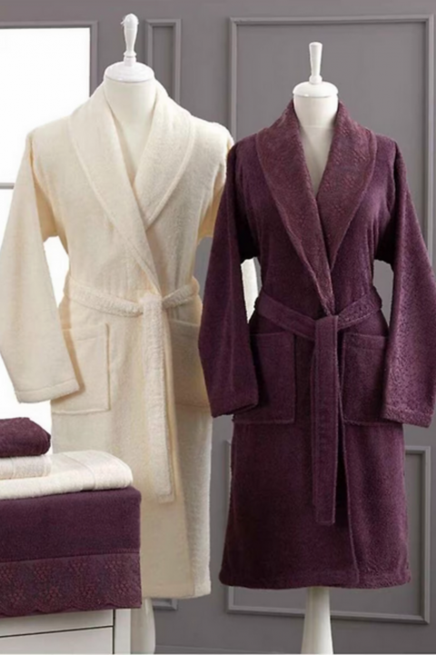 Branch Aile Bornoz Seti - Krem - Mürdüm Branch Aile Bornoz Seti - Krem - Mürdüm