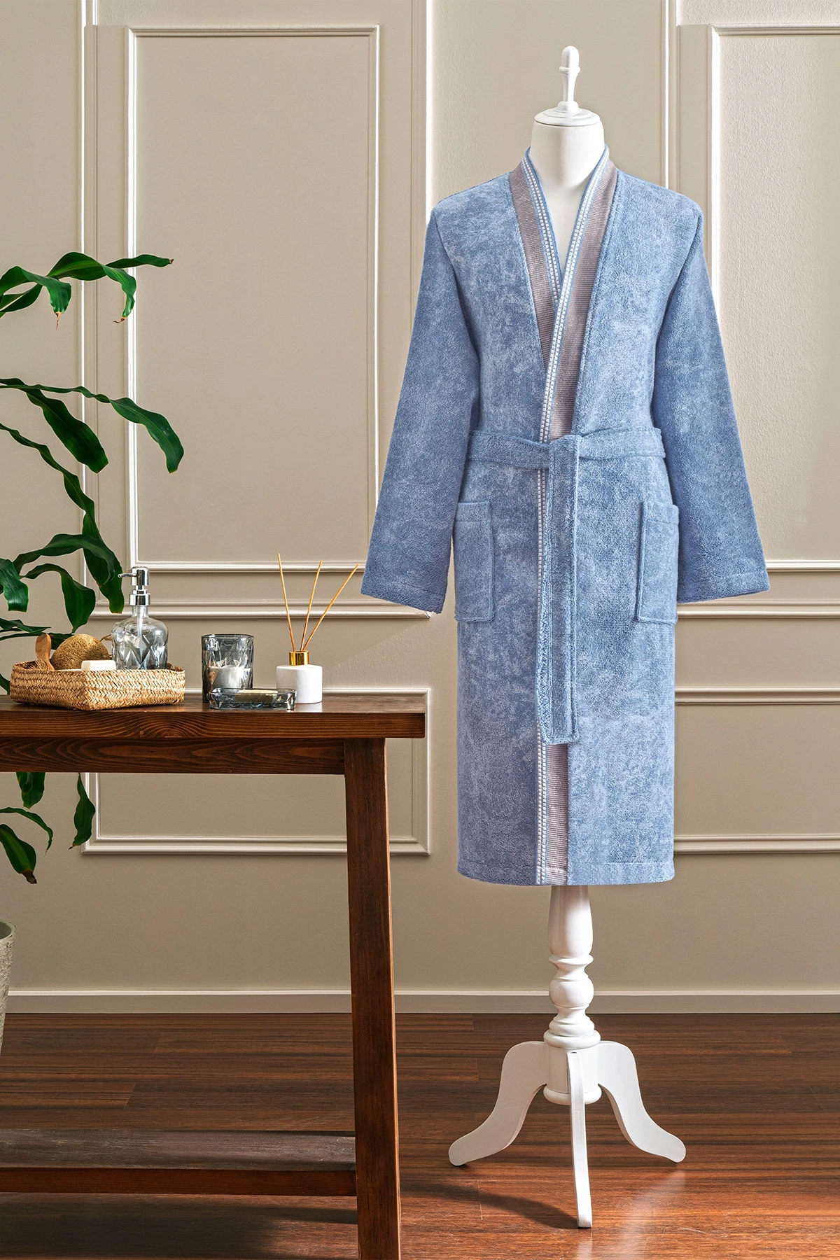 Özdilek Colorado Maskülen Kimono Bornoz XL - Açık Mavi Özdilek Colorado Maskülen Kimono Bornoz XL - Açık Mavi