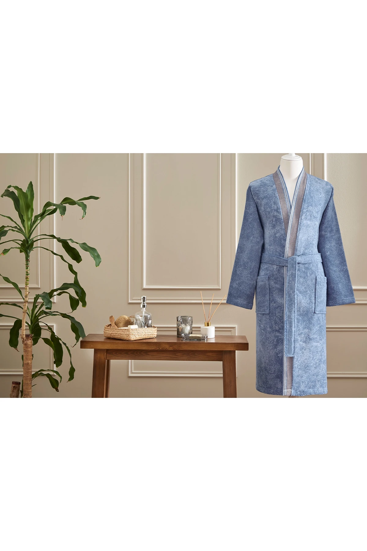Özdilek Colorado Maskülen Kimono Bornoz XL - Açık Mavi