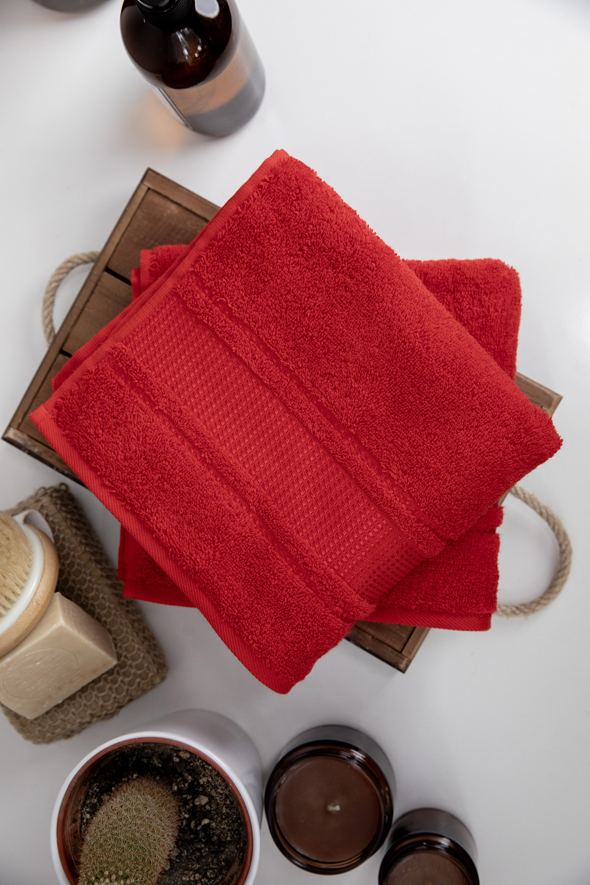 Özdilek Colourist 2'li El Yüz Havlusu 50x90 - Kırmızı Özdilek Colourist 2'li El Yüz Havlusu 50x90 - Kırmızı