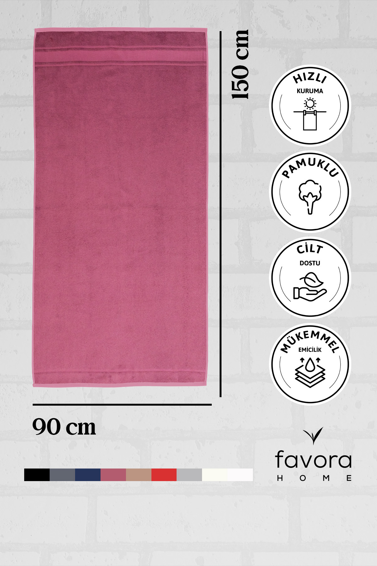 Özdilek Colourist Banyo Havlusu 90x150 - Koyu Pembe