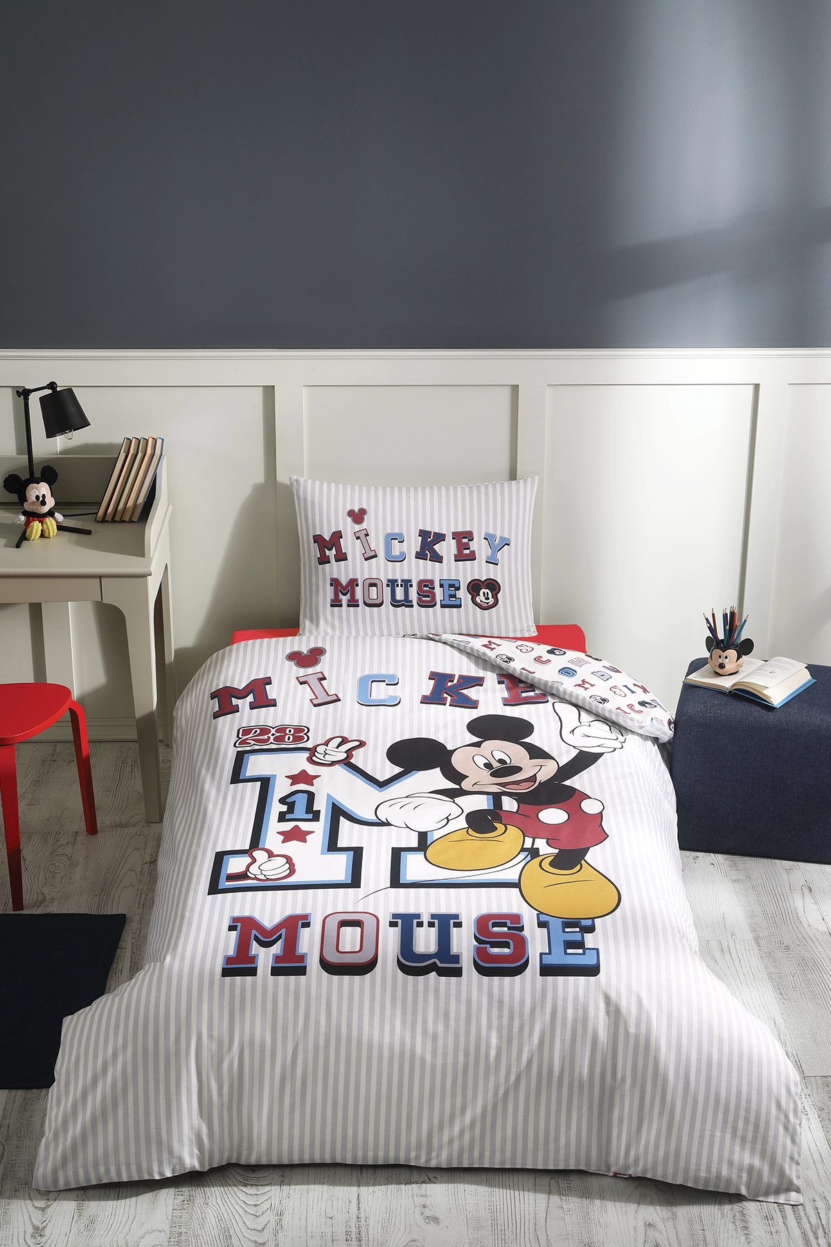 Özdilek Disney Mickey Col Fitted Tek Kişilik Nevresim Takımı - Gri