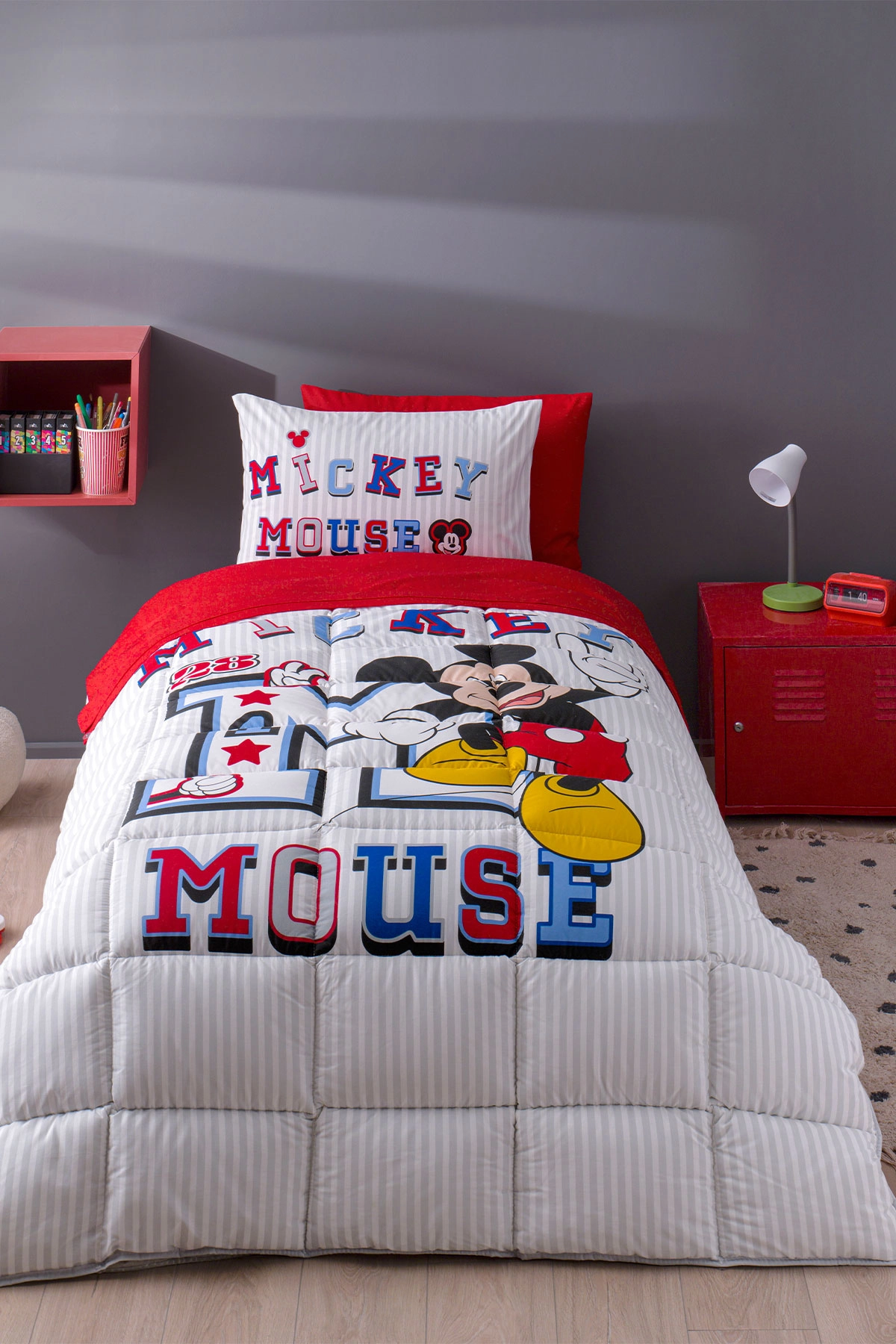 Özdilek Disney Mickey Collage Fitted Tek Kişilik Uyku Seti - Gri
