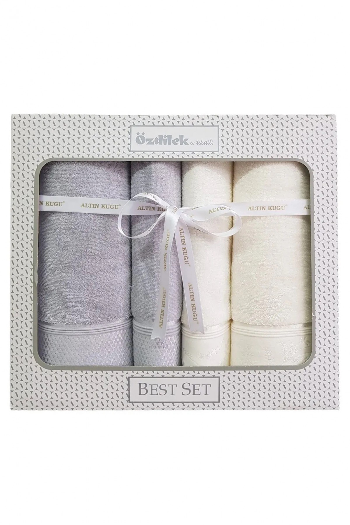 Özdilek Ditsy Best Set Hamam Takımı - Gri - Krem Özdilek Ditsy Best Set Hamam Takımı - Gri - Krem