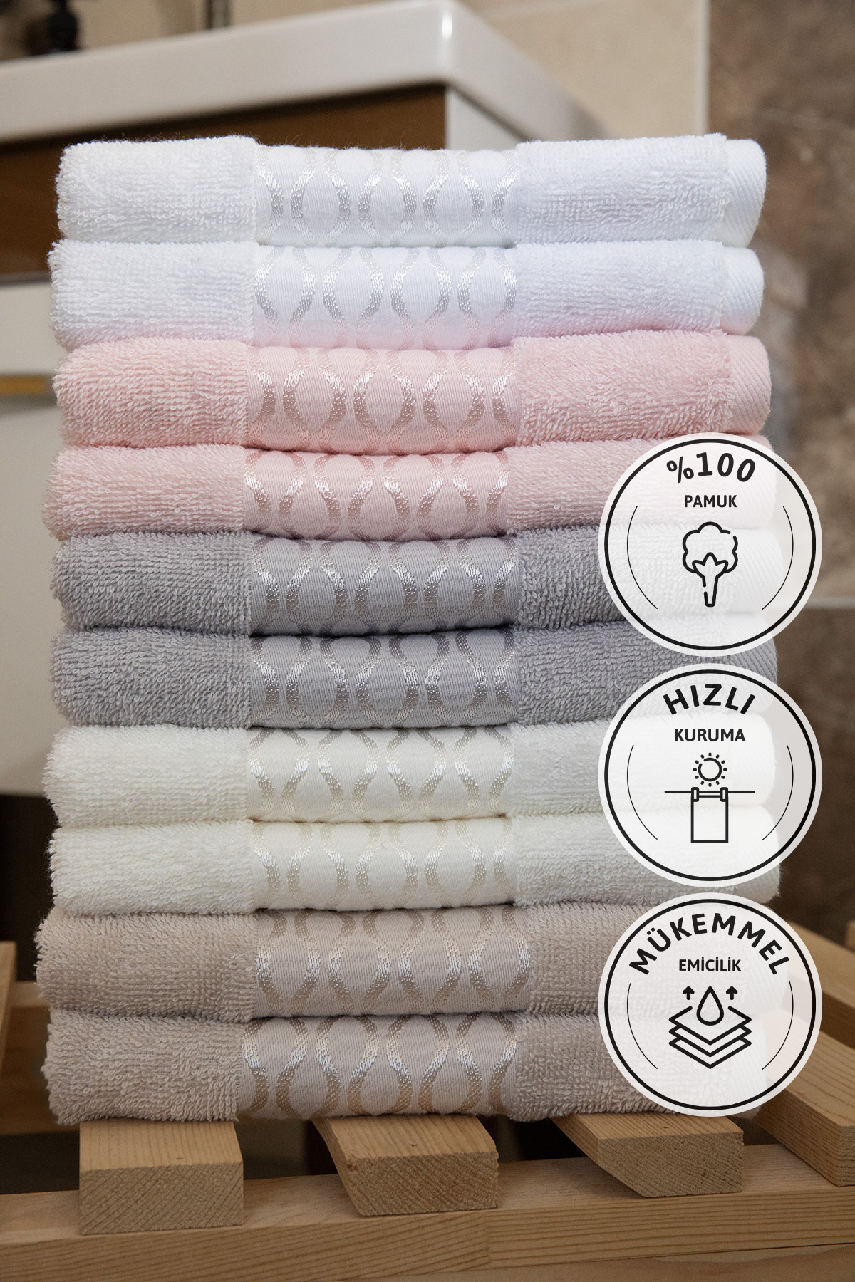 Özdilek Elissa El Yüz Havlusu 50x90 10 Adet - Beyaz - Pudra - Gri - Krem - Taş Özdilek Elissa El Yüz Havlusu 50x90 10 Adet - Beyaz - Pudra - Gri - Krem - Taş