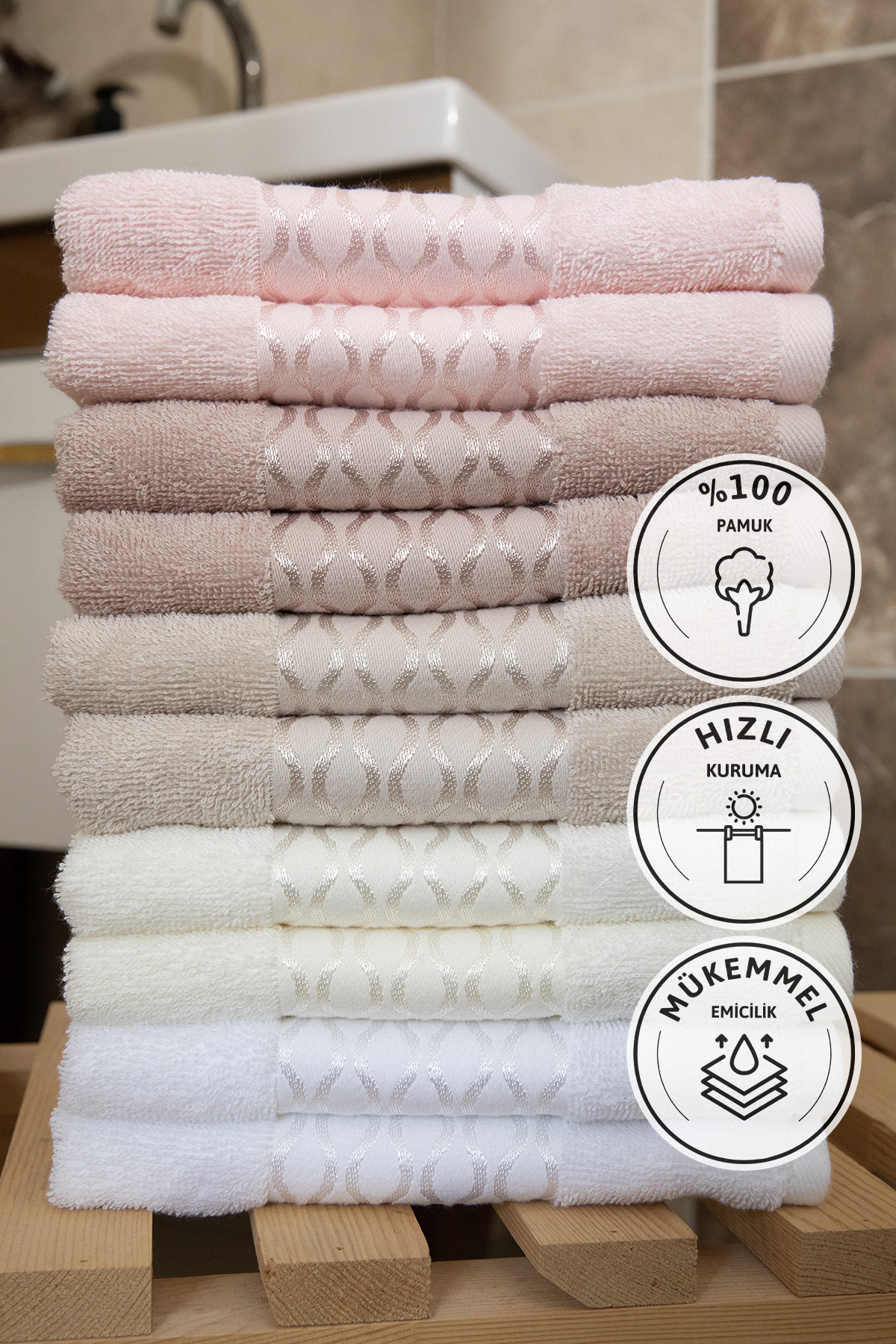 Özdilek Elissa El Yüz Havlusu 50x90 10 Adet - Pudra - Bej - Taş - Krem - Beyaz Özdilek Elissa El Yüz Havlusu 50x90 10 Adet - Pudra - Bej - Taş - Krem - Beyaz