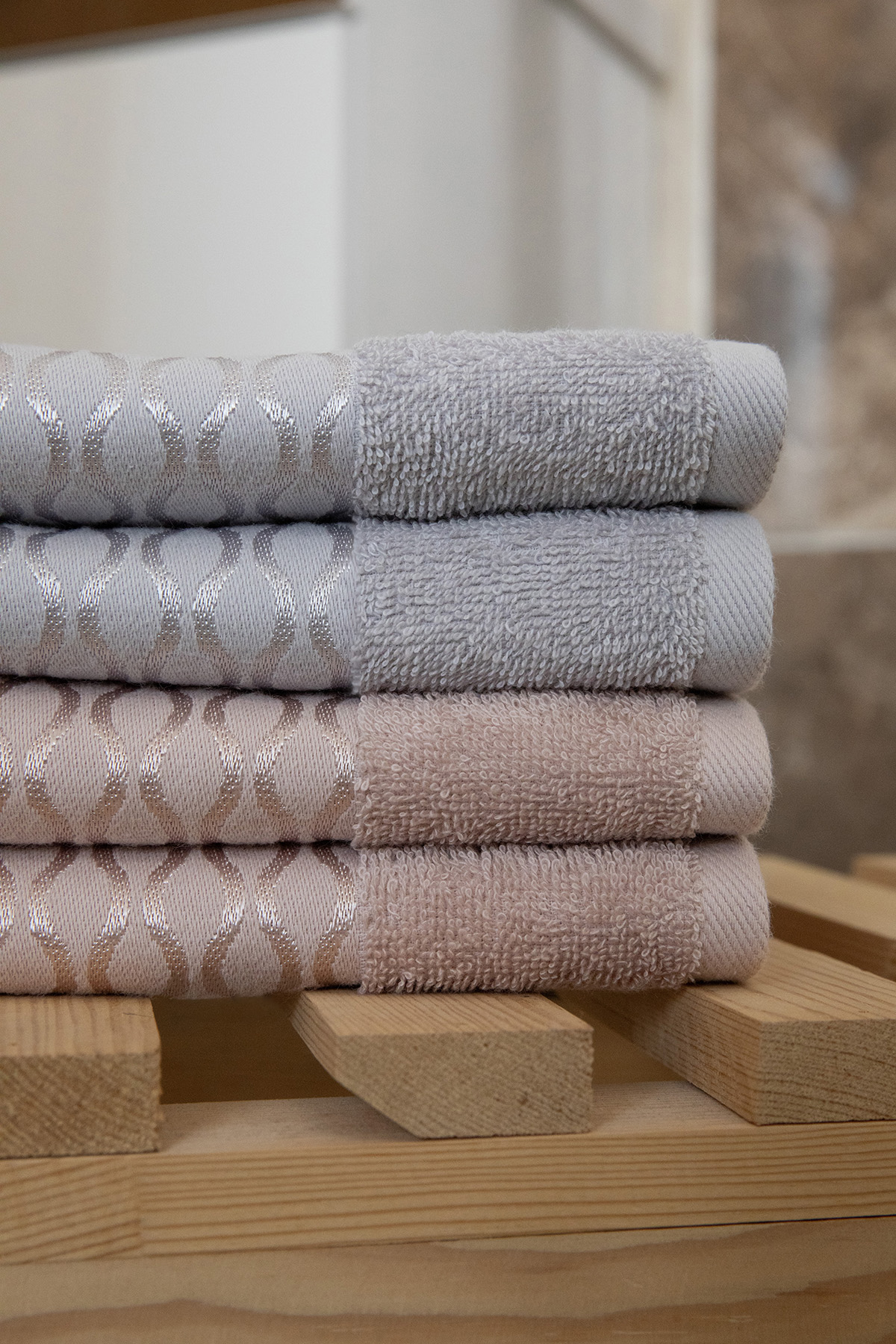 Özdilek Elissa El Yüz Havlusu 50x90 4 Adet - Gri - Bej Özdilek Elissa El Yüz Havlusu 50x90 4 Adet - Gri - Bej