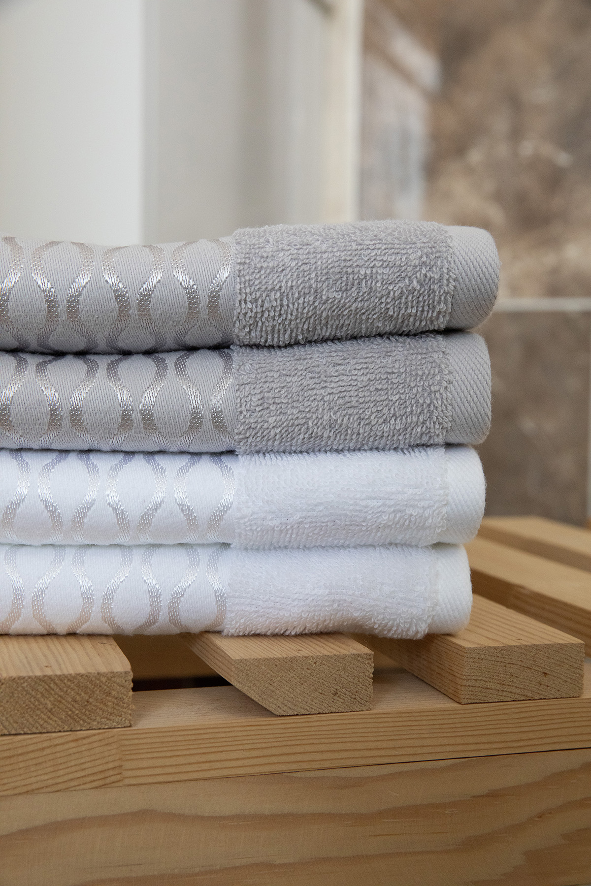 Özdilek Elissa El Yüz Havlusu 50x90 4 Adet - Gri - Beyaz Özdilek Elissa El Yüz Havlusu 50x90 4 Adet - Gri - Beyaz