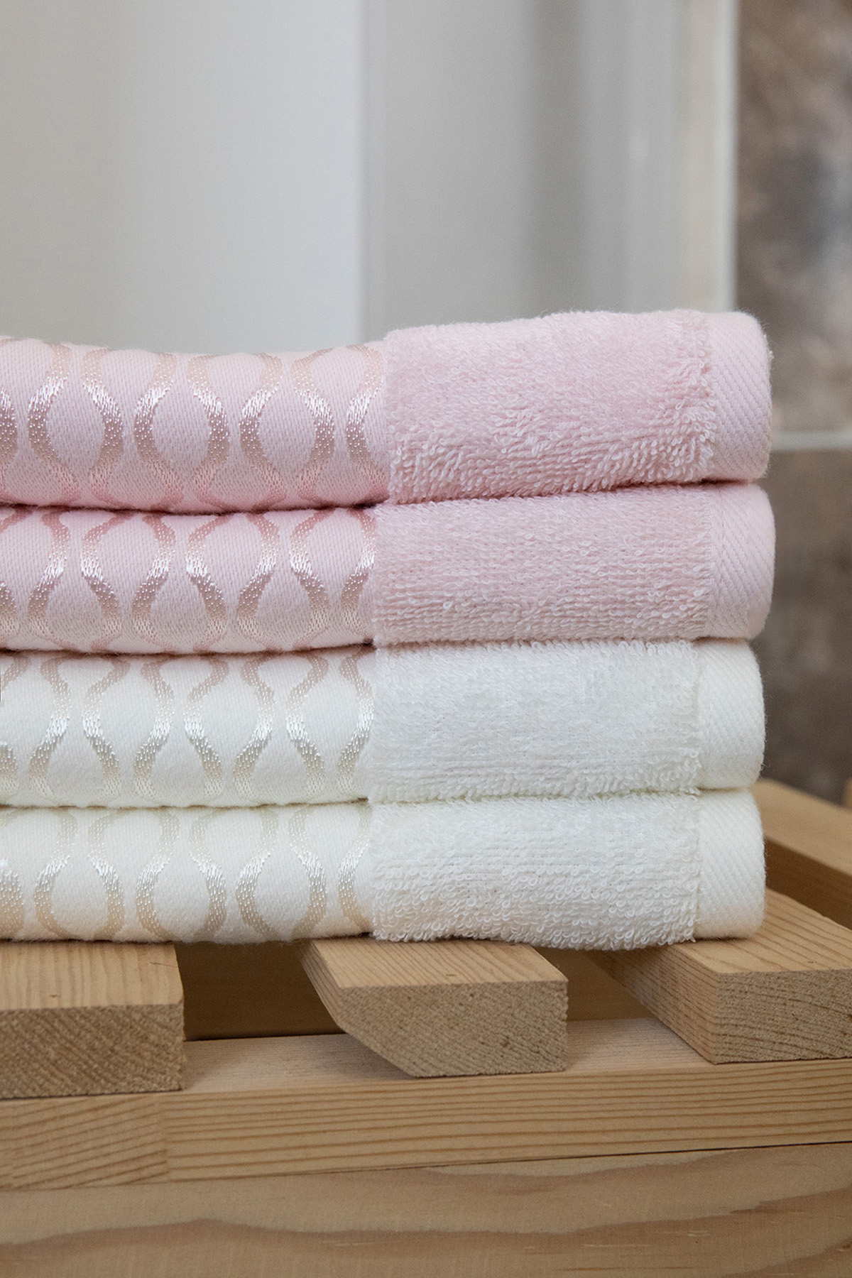 Özdilek Elissa El Yüz Havlusu 50x90 4 Adet - Pudra - Krem Özdilek Elissa El Yüz Havlusu 50x90 4 Adet - Pudra - Krem