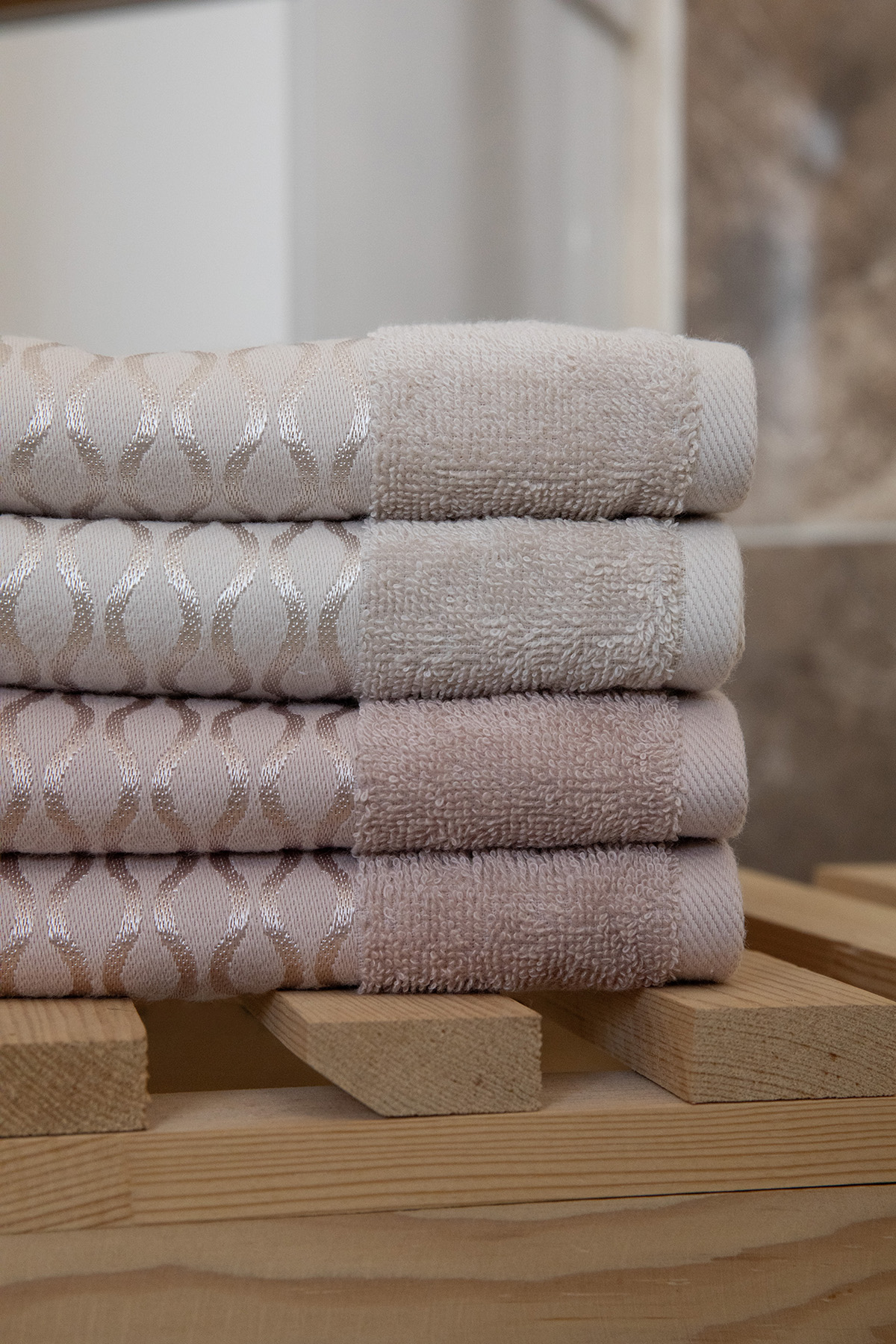 Özdilek Elissa El Yüz Havlusu 50x90 4 Adet - Taş - Bej Özdilek Elissa El Yüz Havlusu 50x90 4 Adet - Taş - Bej